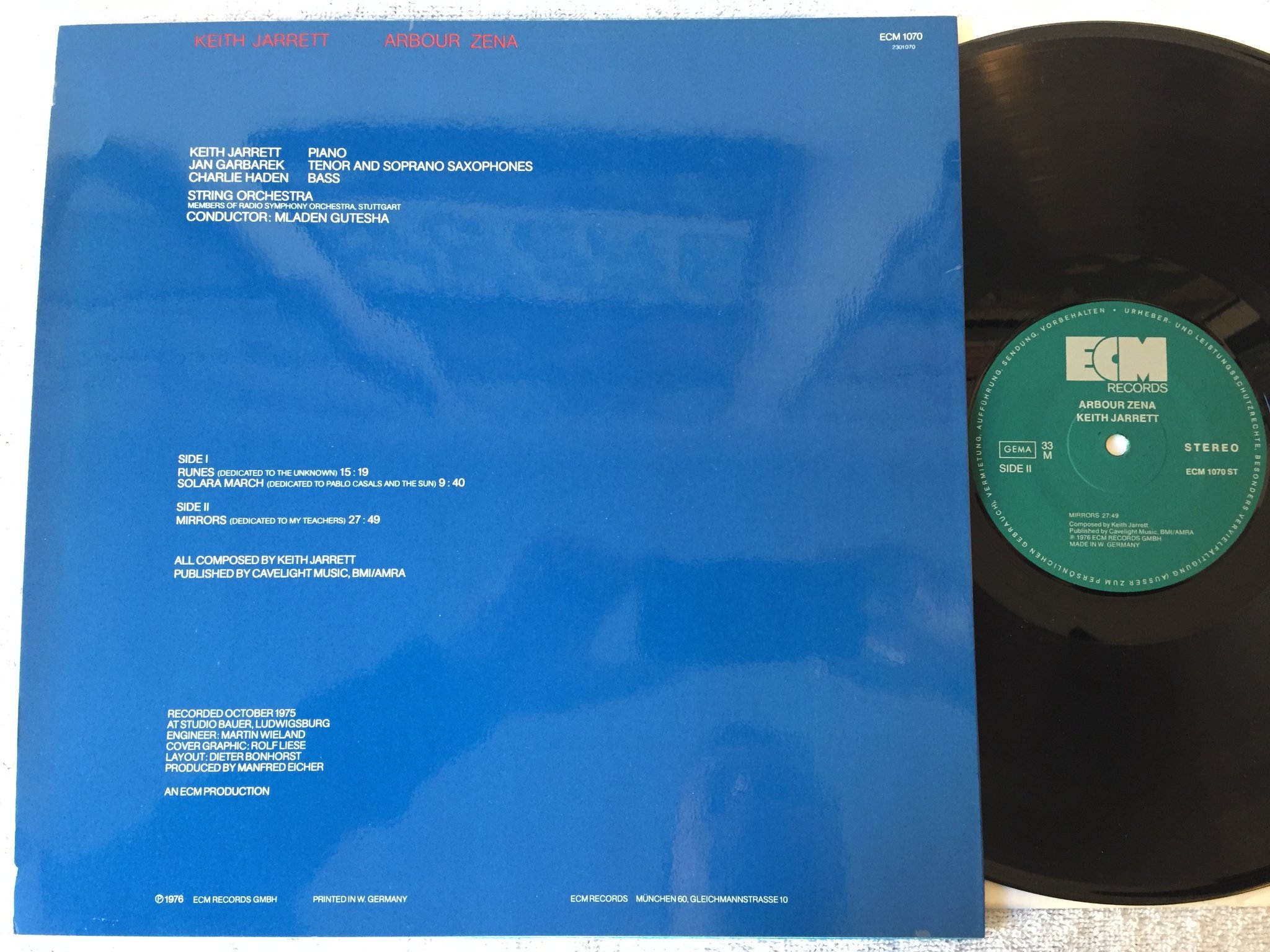 Omslagsbild för skivan KEITH JARRETT Arbour zena LP -76 Ger EMC 1070