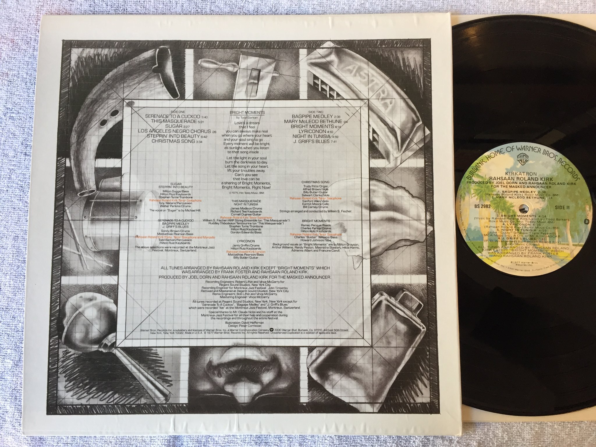 Omslagsbild för skivan RAHSAAN ROLAND KIRK kirkatron LP -77 US WARNER BS 2982