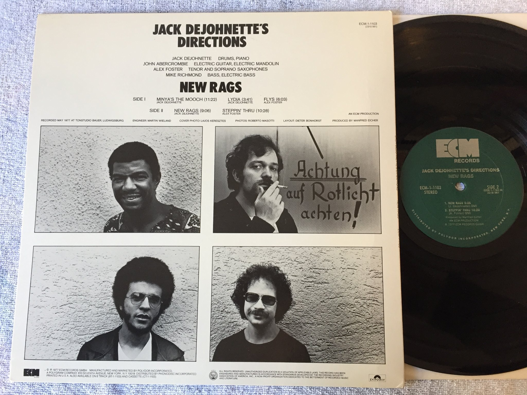 Omslagsbild för skivan JACK DEJOHNETTE’S DIRECTIONS new rags LP -77 Ger ECM A-1103