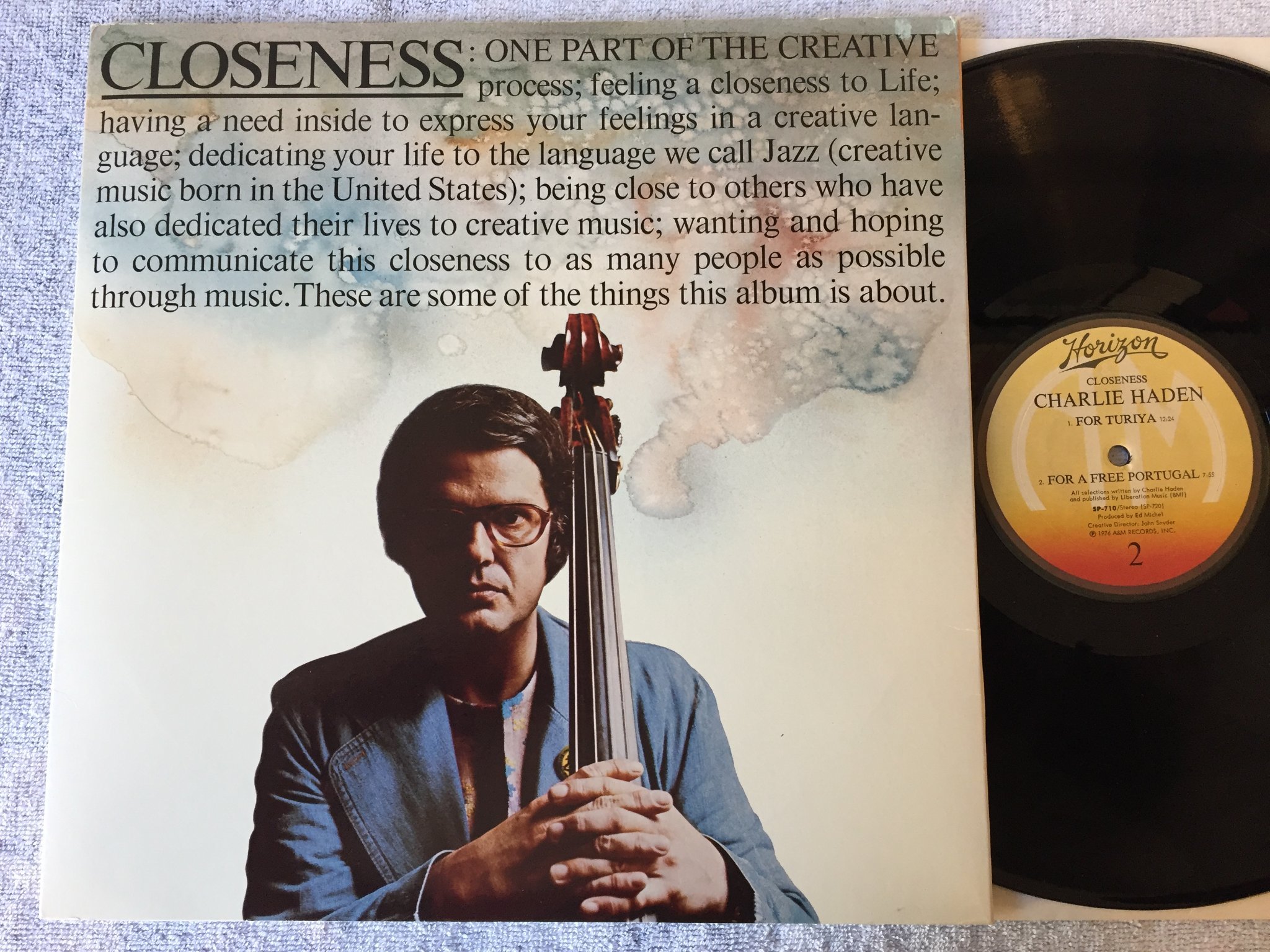 Omslagsbild för skivan CHARLIE HADEN closeness LP -76 US HORIZON SP-710 Ornette Coleman