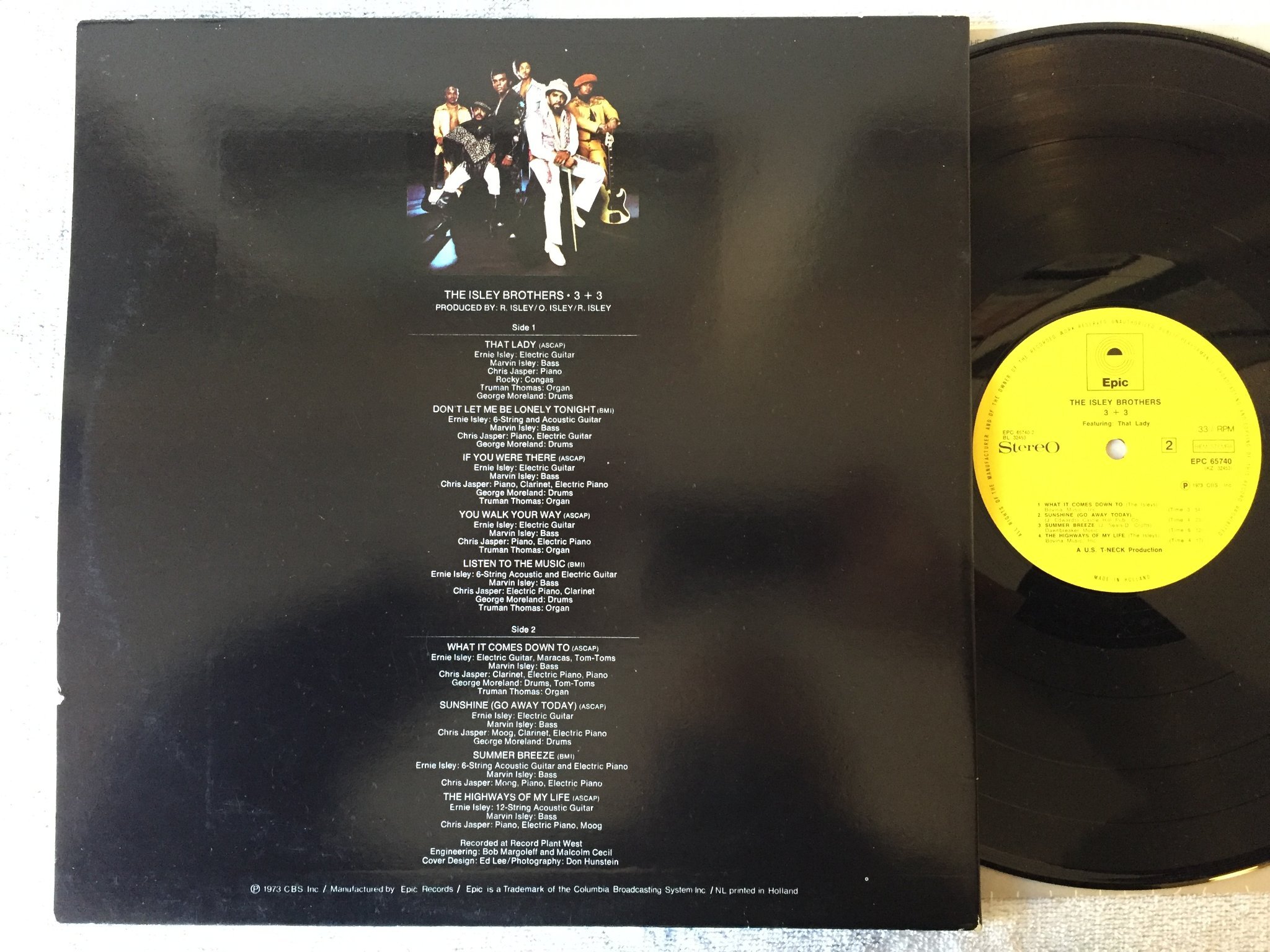 Omslagsbild för skivan THE ISLEY BROTHERS 3 + 3 LP -73 Hol EPIC EPC 65740 ”THAT LADY”