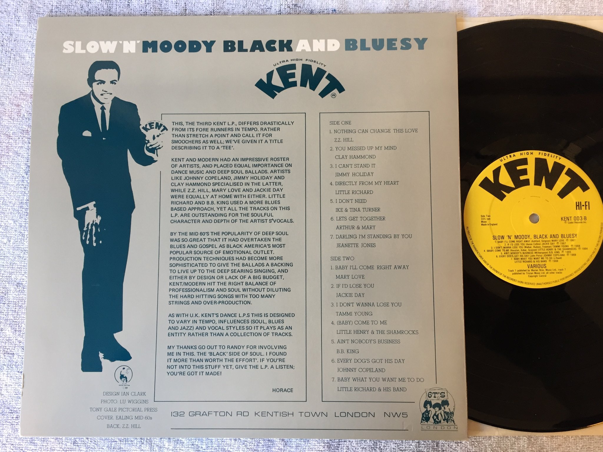 Omslagsbild för skivan V/A slow n’ moody, black and bluesy LP UK KENT 003 