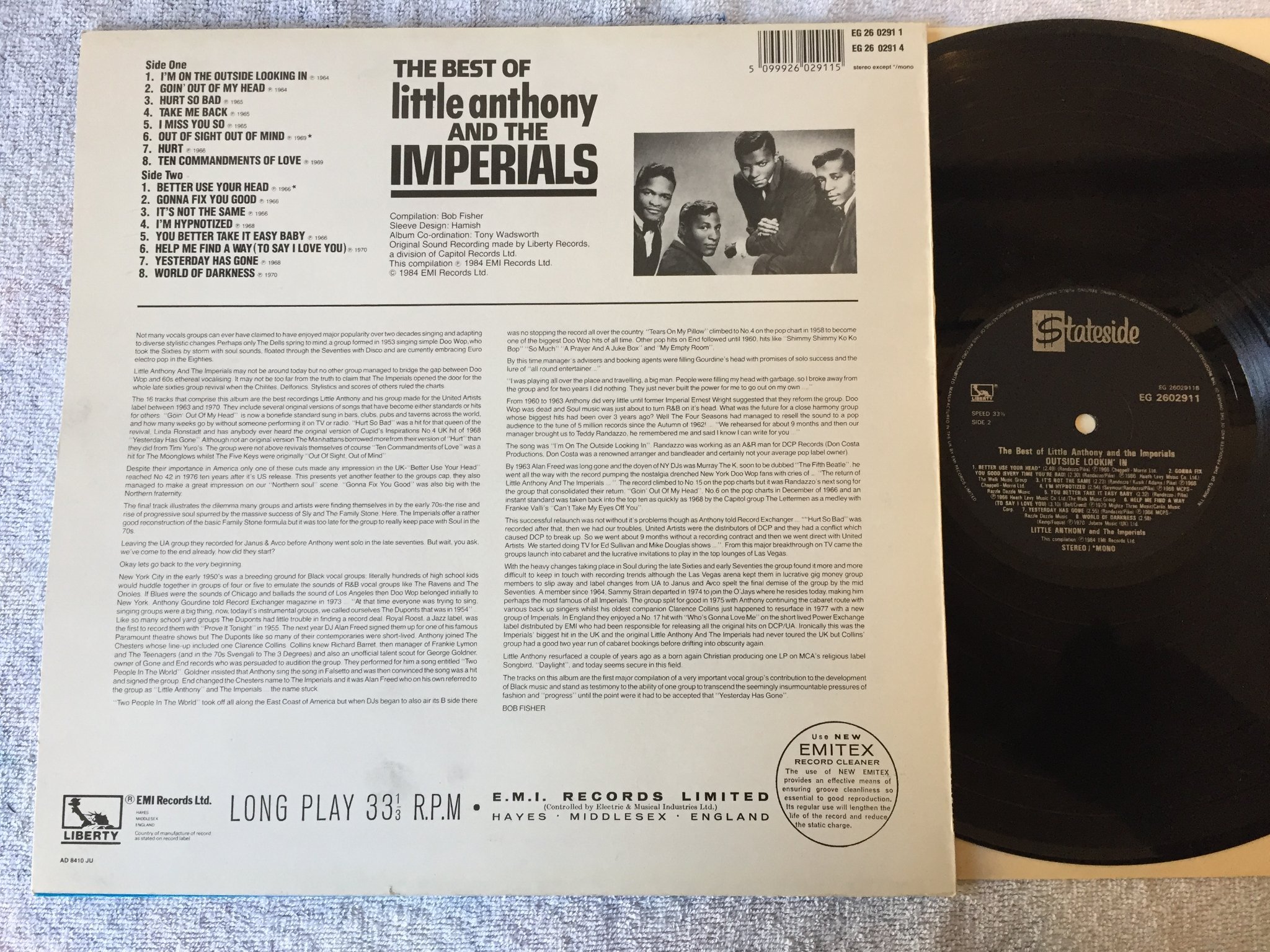 Omslagsbild för skivan LITTLE ANTHONY AND THE IMPERIALS the best of LP UK STATSIDE EG 2602911