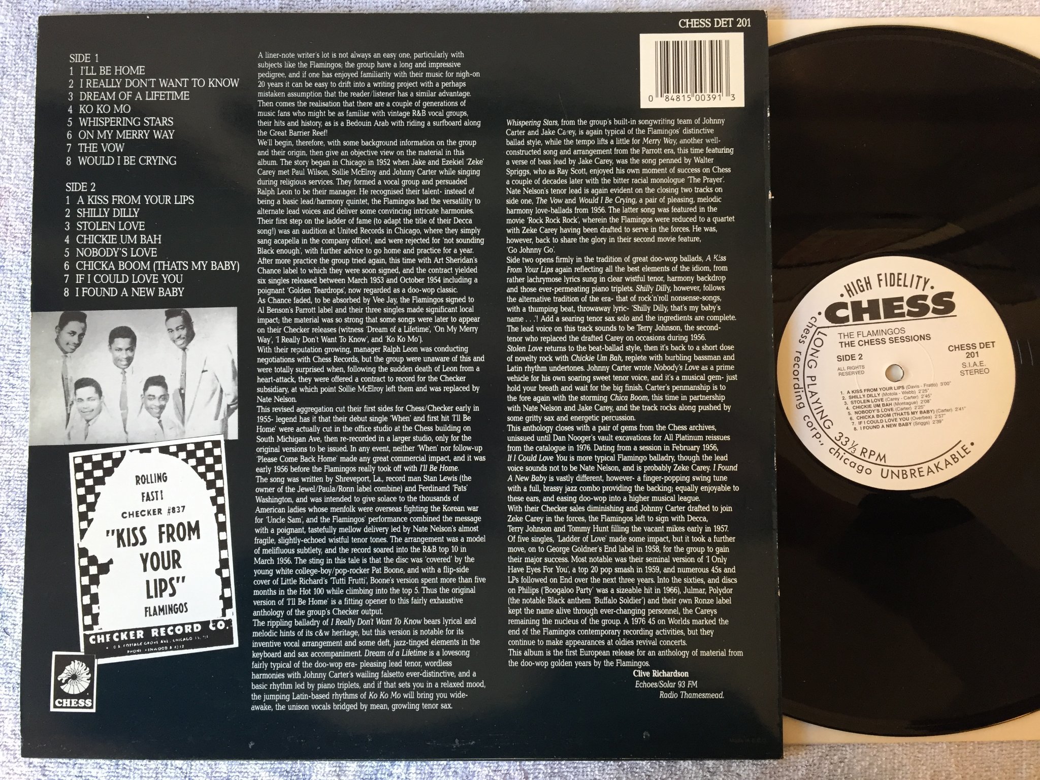 Omslagsbild för skivan THE FLAMINGOS the chess sessions LP UK CHESS DET 001