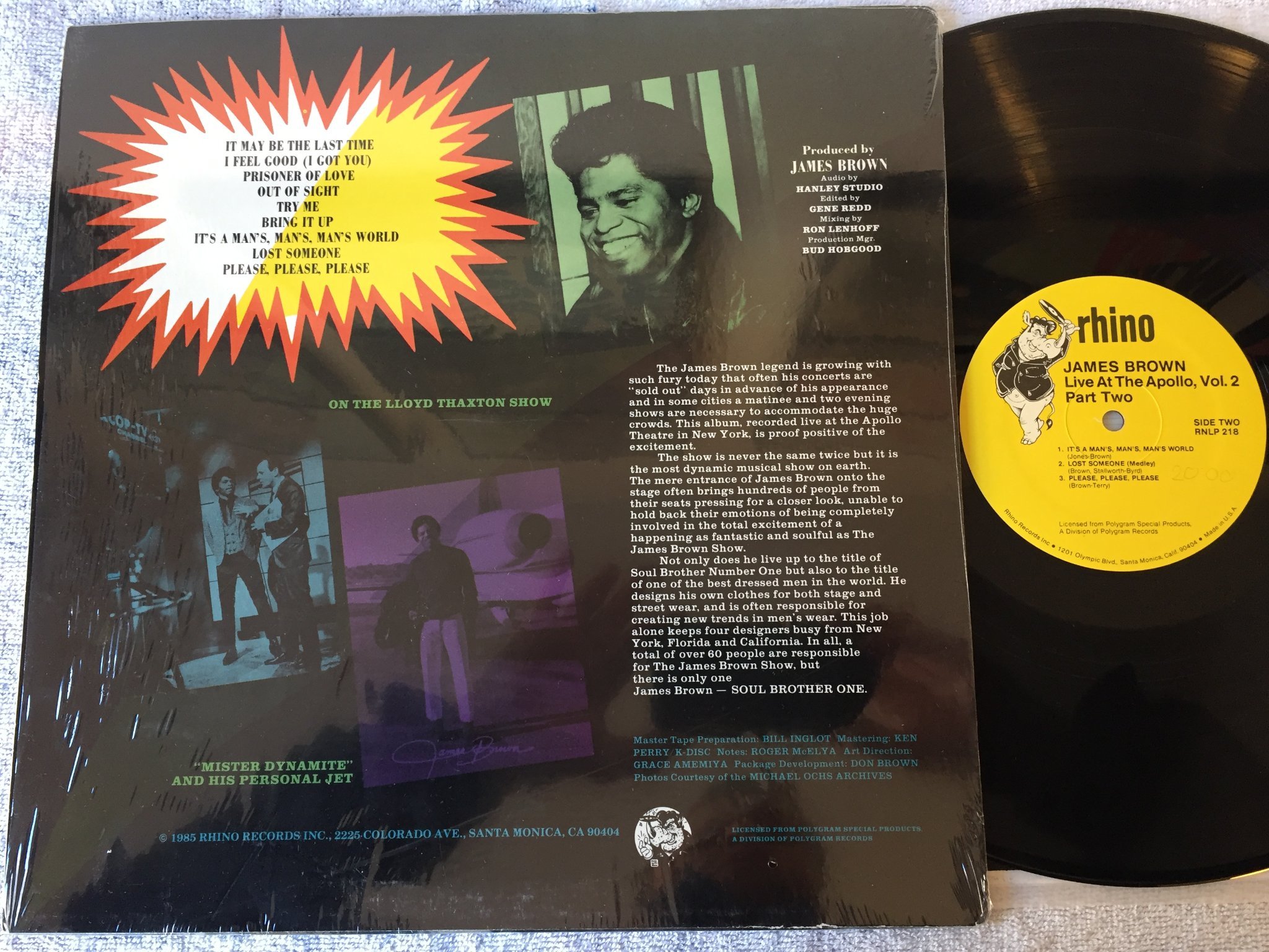 Omslagsbild för skivan JAMES BROWN live at the Apollo Vol 2, part two LP US RHINO RNLP 218