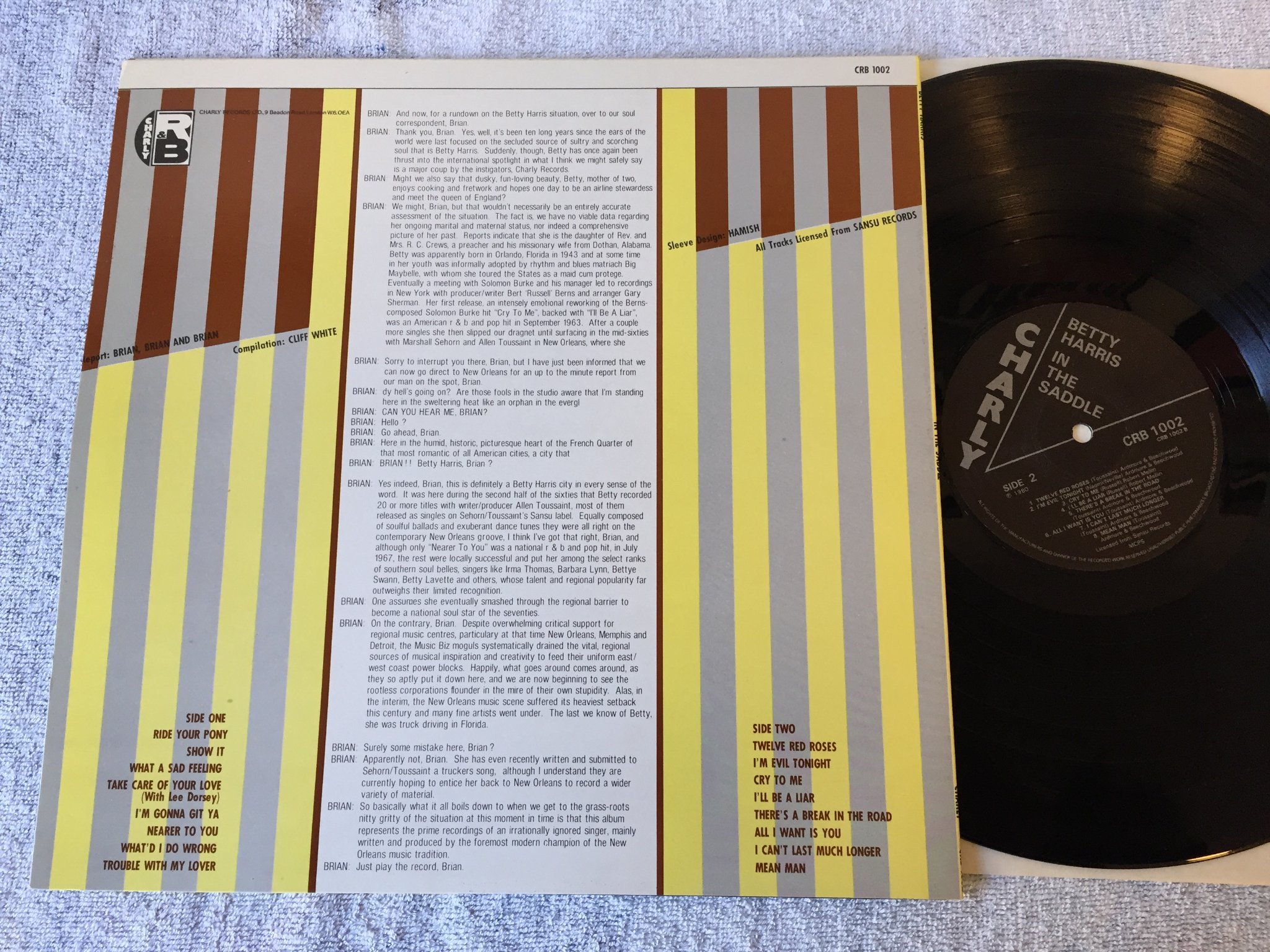 Omslagsbild för skivan BETTY HARRIS in the saddle LP -80 UK CHARLY CRB 1002