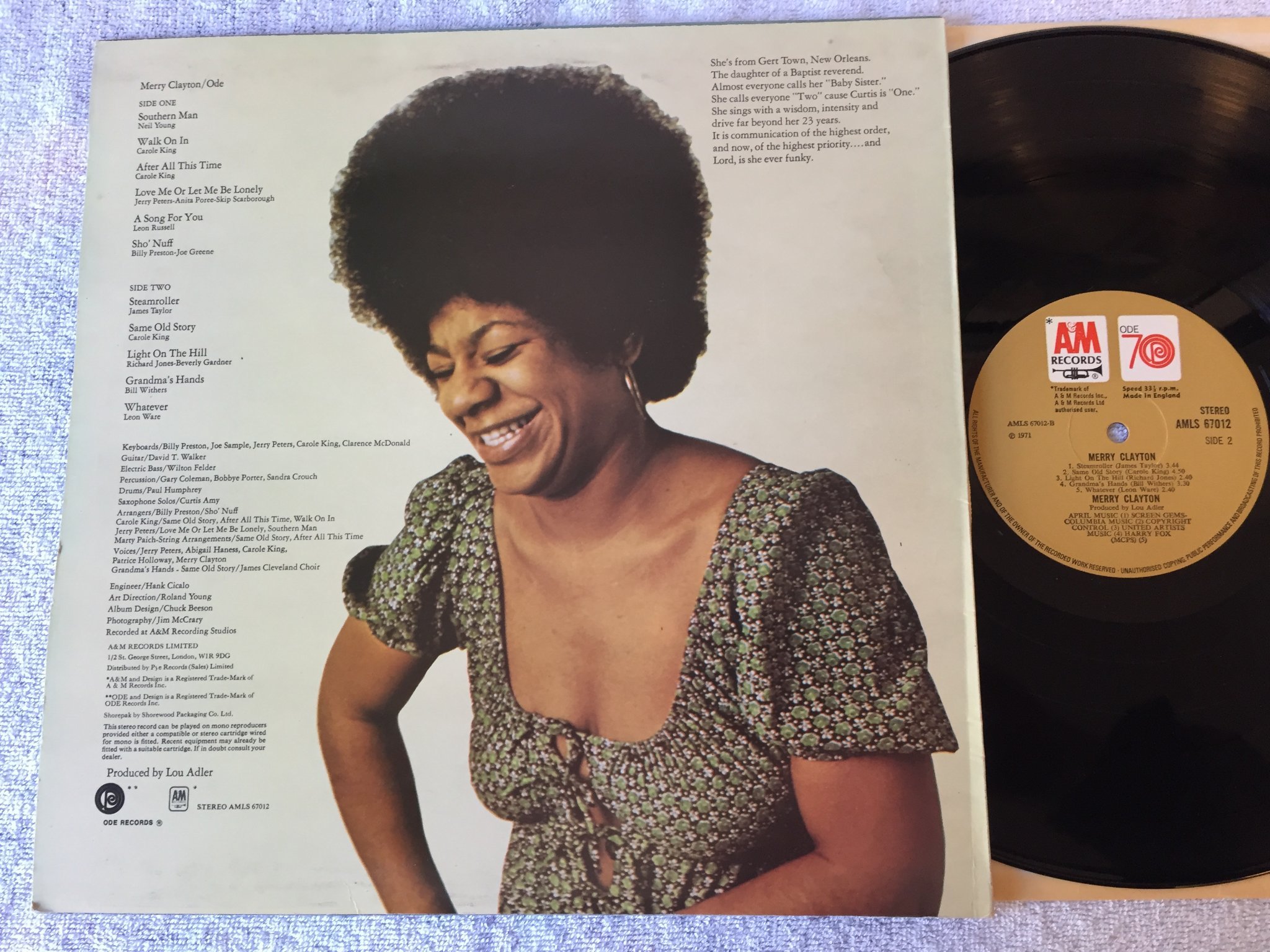 Omslagsbild för skivan MERRY CLAYTON s/t LP -71 UK A&M AMLS 67012 rare ! 