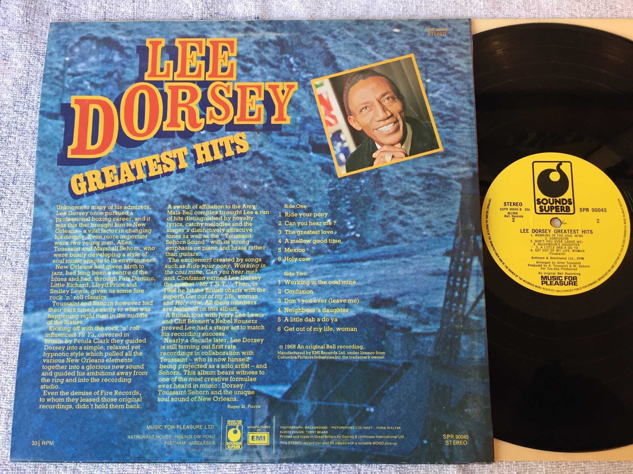 Omslagsbild för skivan LEE DORSEY greatest hits LP -68 UK SOUNDS SUPERB SPR 90045