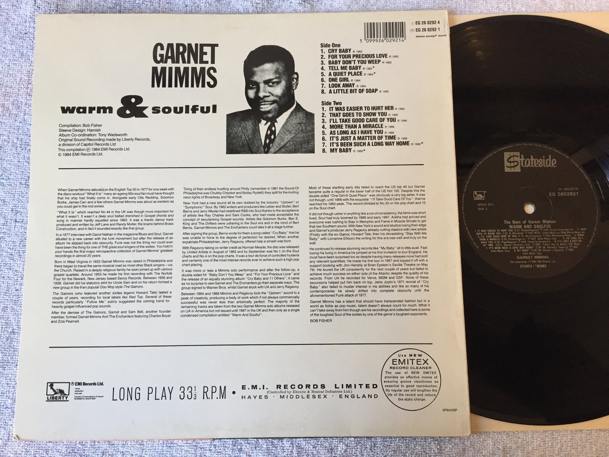 Omslagsbild för skivan GARNET MIMMS warm and soulful LP UK STATESIDE EG 2602921