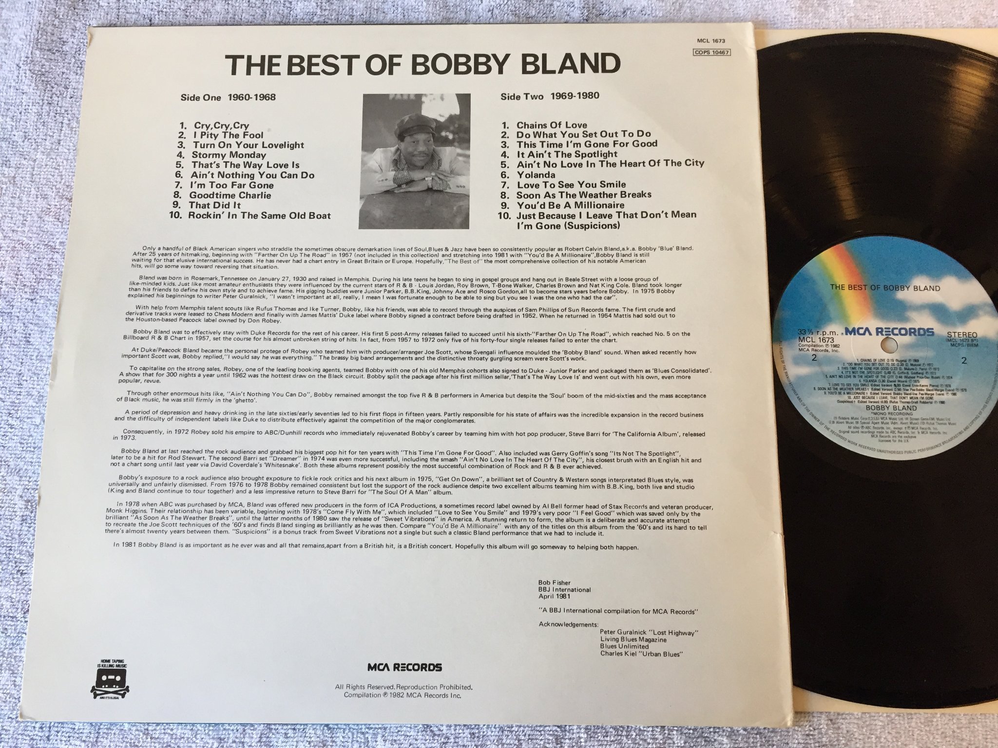 Omslagsbild för skivan BOBBY BLAND the best of LP -82 UK MCA MCL 1673