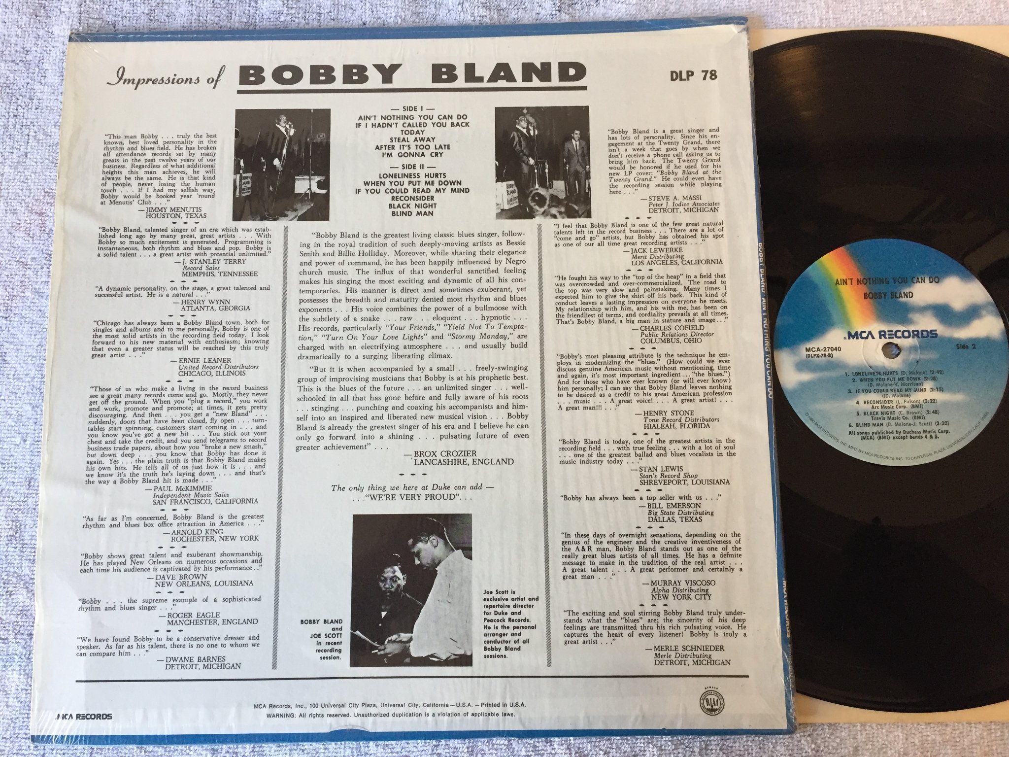 Omslagsbild för skivan BOBBY BLAND ain’t nothing you can do LP US MCA 27040