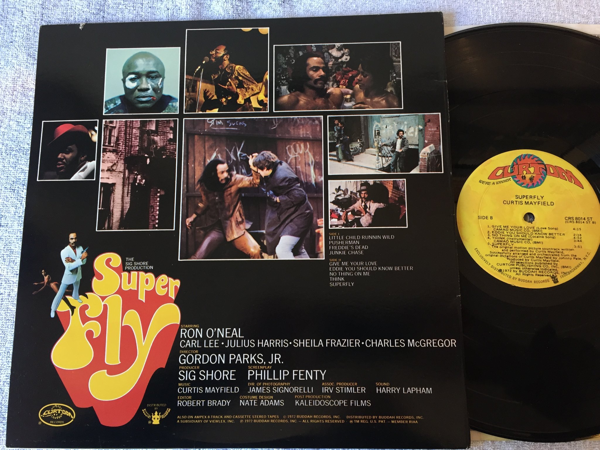 Omslagsbild för skivan CURTIS MAYFIELD superfly LP -72 US BUDDAH CRS 8014 ST grym platta!!!