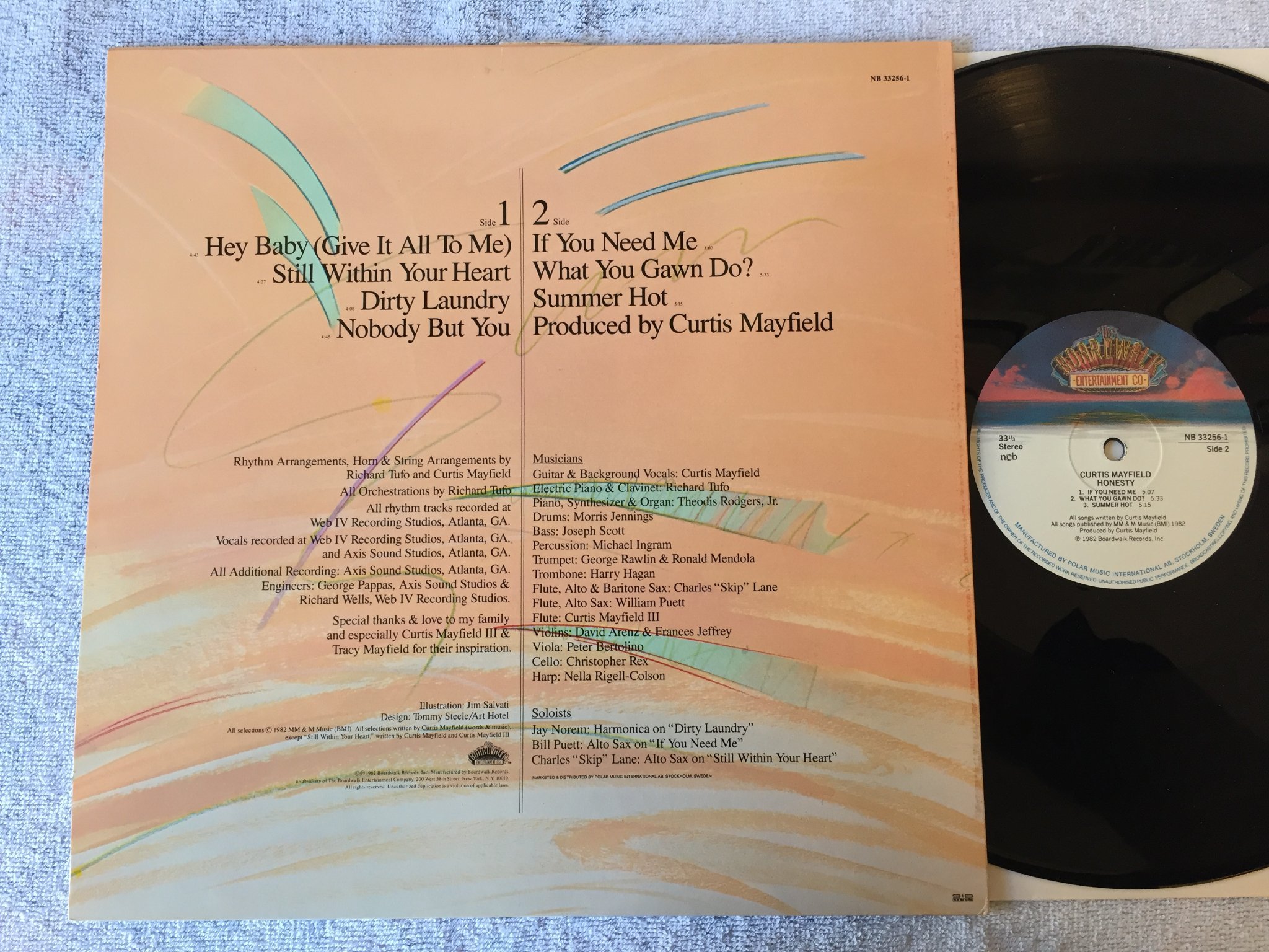 Omslagsbild för skivan CURTIS MAYFIELD honesty LP -82 BOARDWALK NB 33256-1