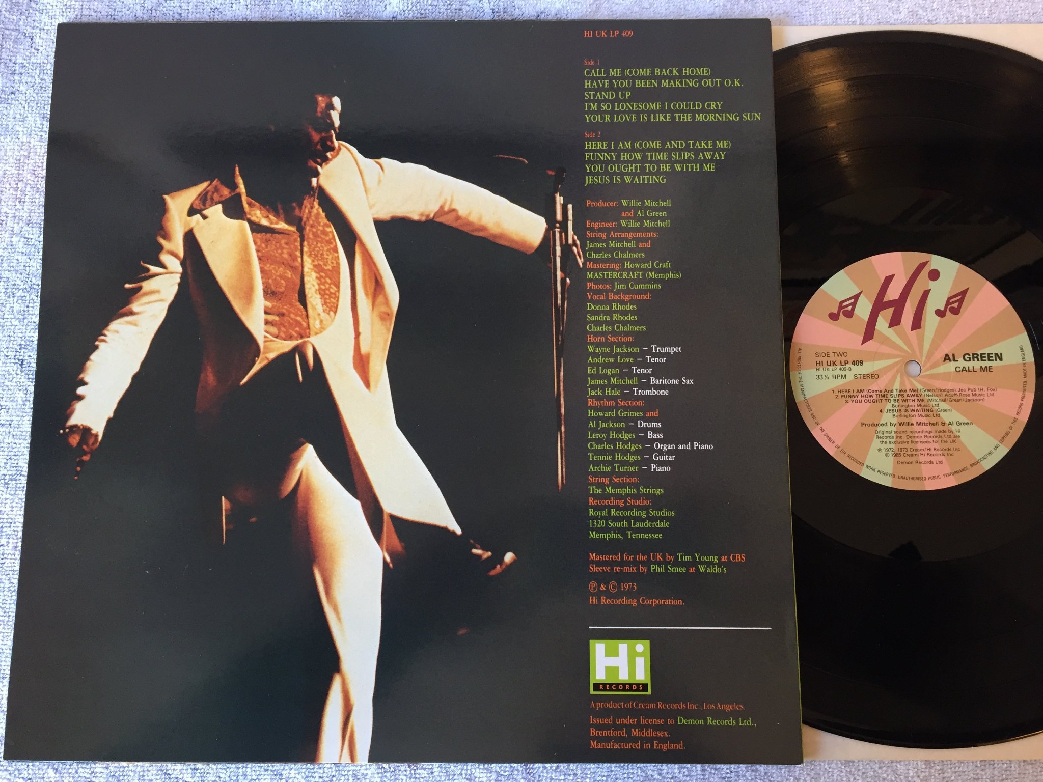Omslagsbild för skivan AL GREEN call me LP UK HI UK 409 