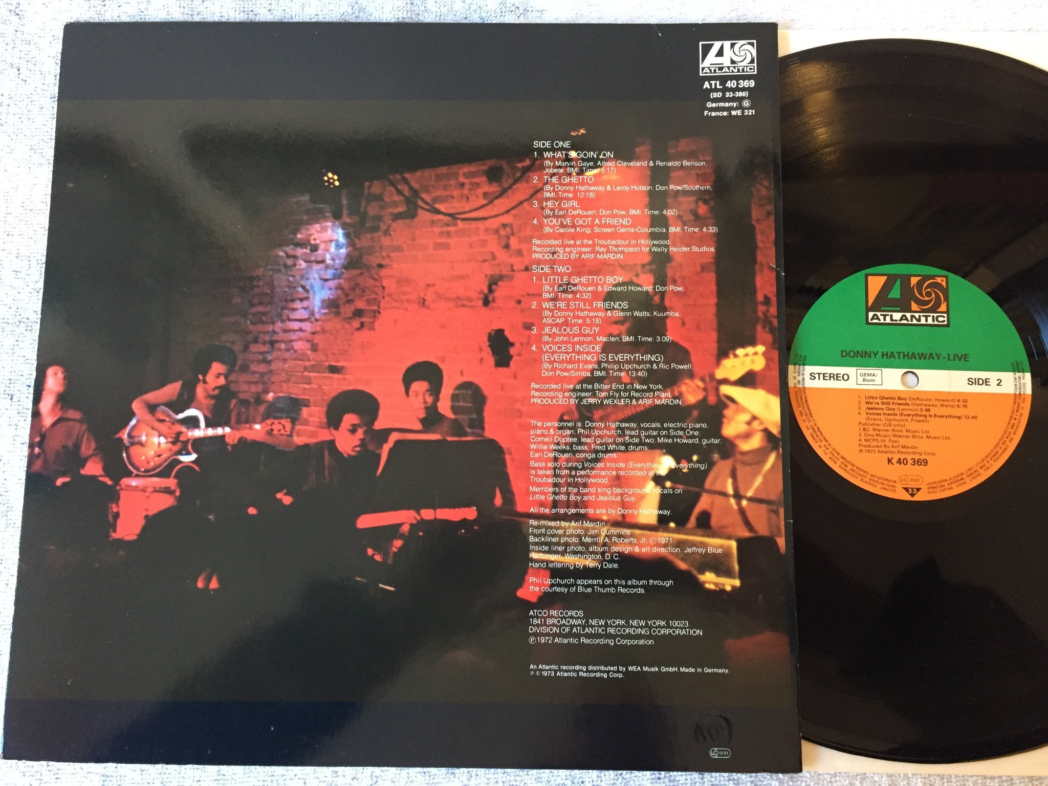 Omslagsbild för skivan DONNY HATHAWAY live LP Ger ATLANTIC K 40 369