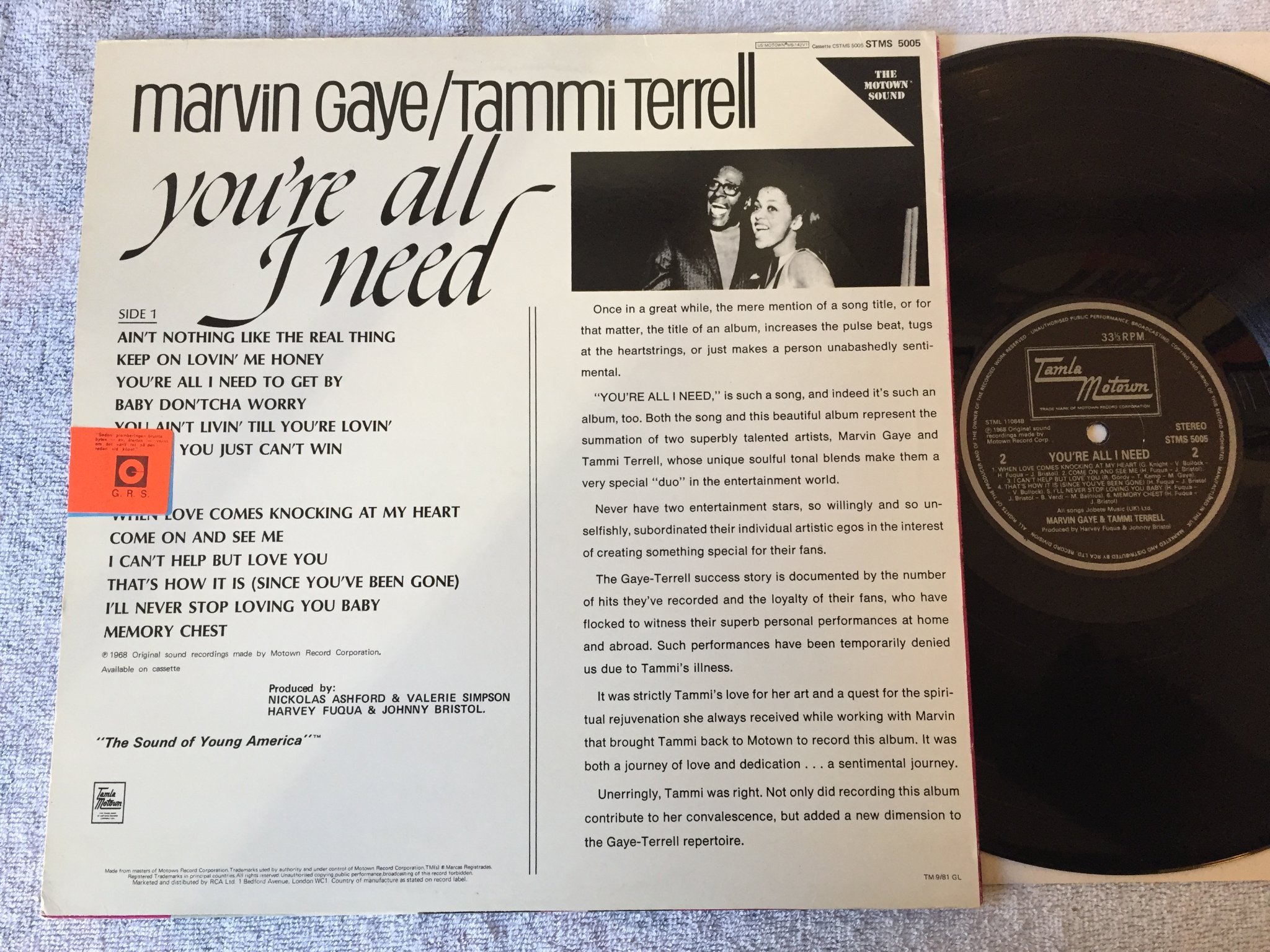 Omslagsbild för skivan MARVIN GAYE & TAMMI TERRELL you’re all I need LP UK TAMLA MOTOWN STMS 5005