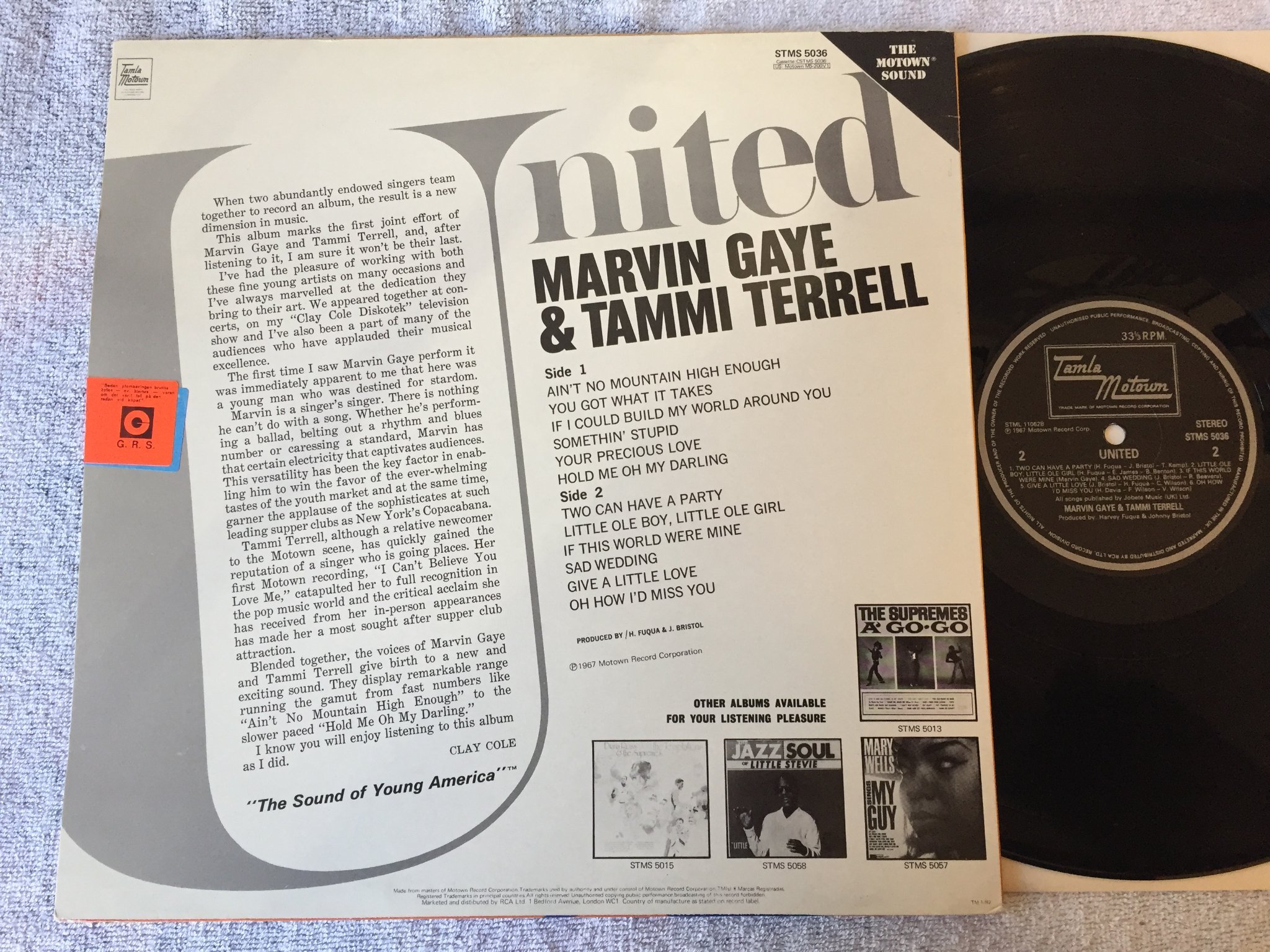 Omslagsbild för skivan MARVIN GAYE & TAMMI TERRELL united LP UK TAMLA MOTOWN STMS 5036