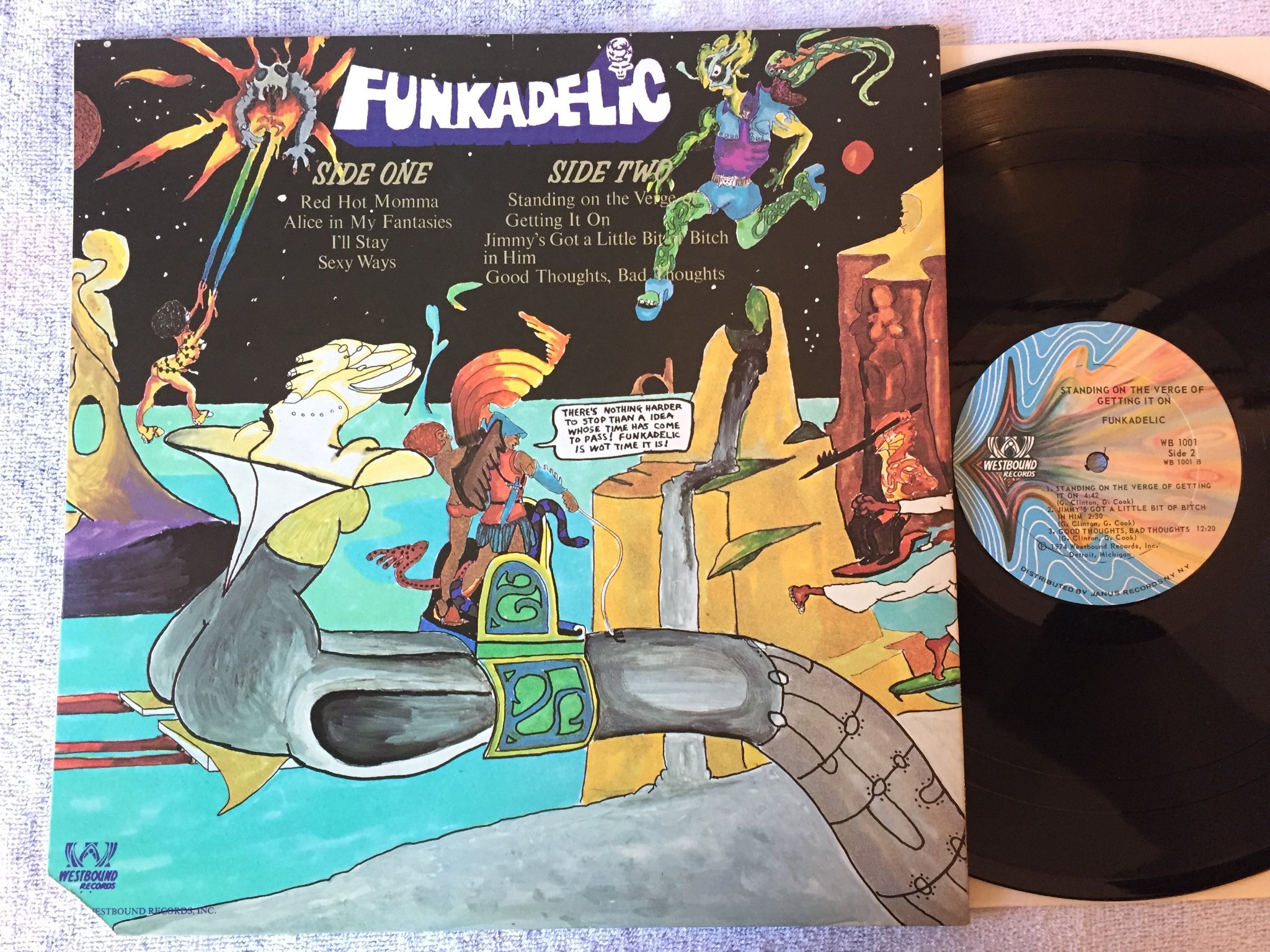Omslagsbild för skivan FUNKADELIC standing on the verge of getting it on LP -74 US WESTBOUND WB 1001 