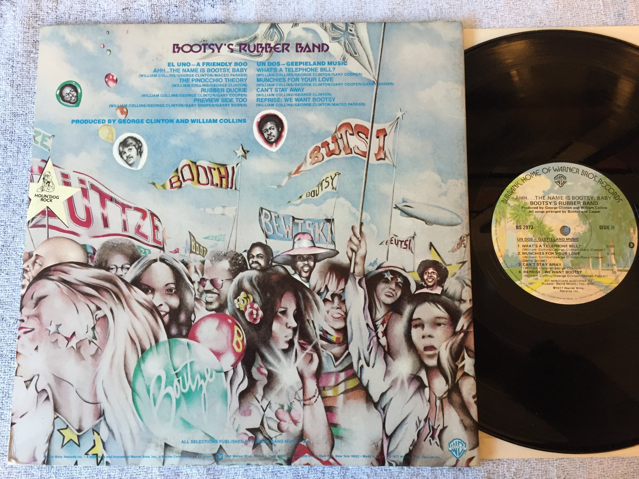 Omslagsbild för skivan BOOTSY’s RUBBER BAND ahh…my name is Bootsy, baby LP -77 US ”I RATHER BE WITH YOU