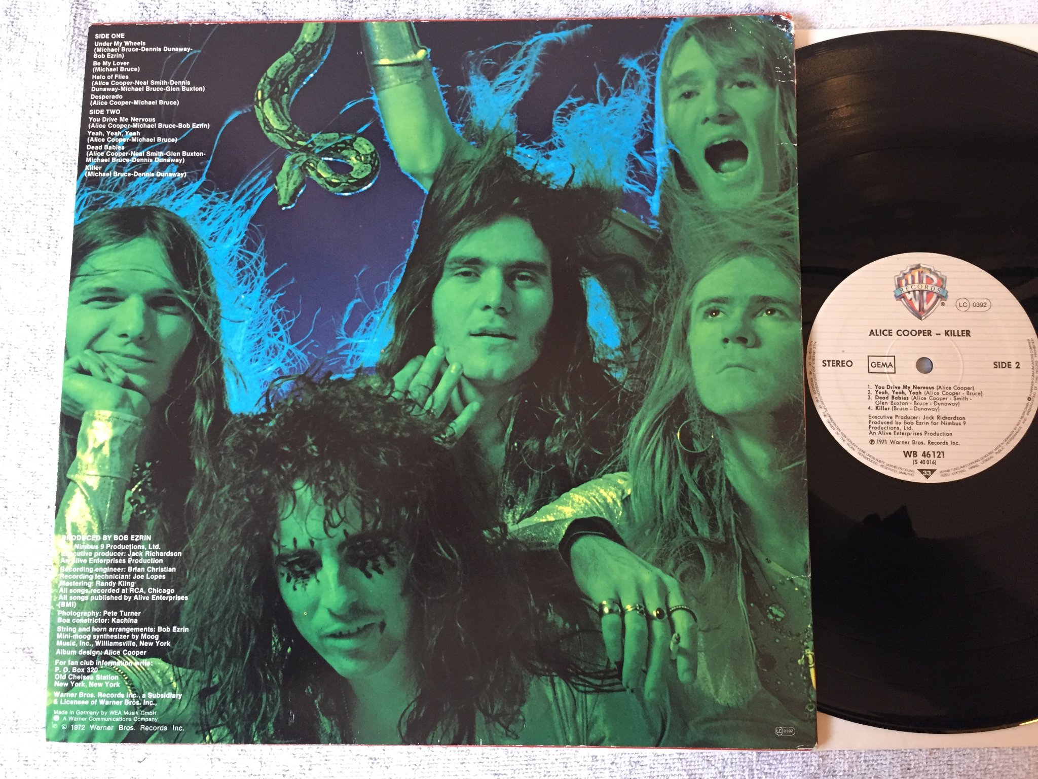 Omslagsbild för skivan ALICE COOPER killer LP  Ger WARNER BROS WB 46121