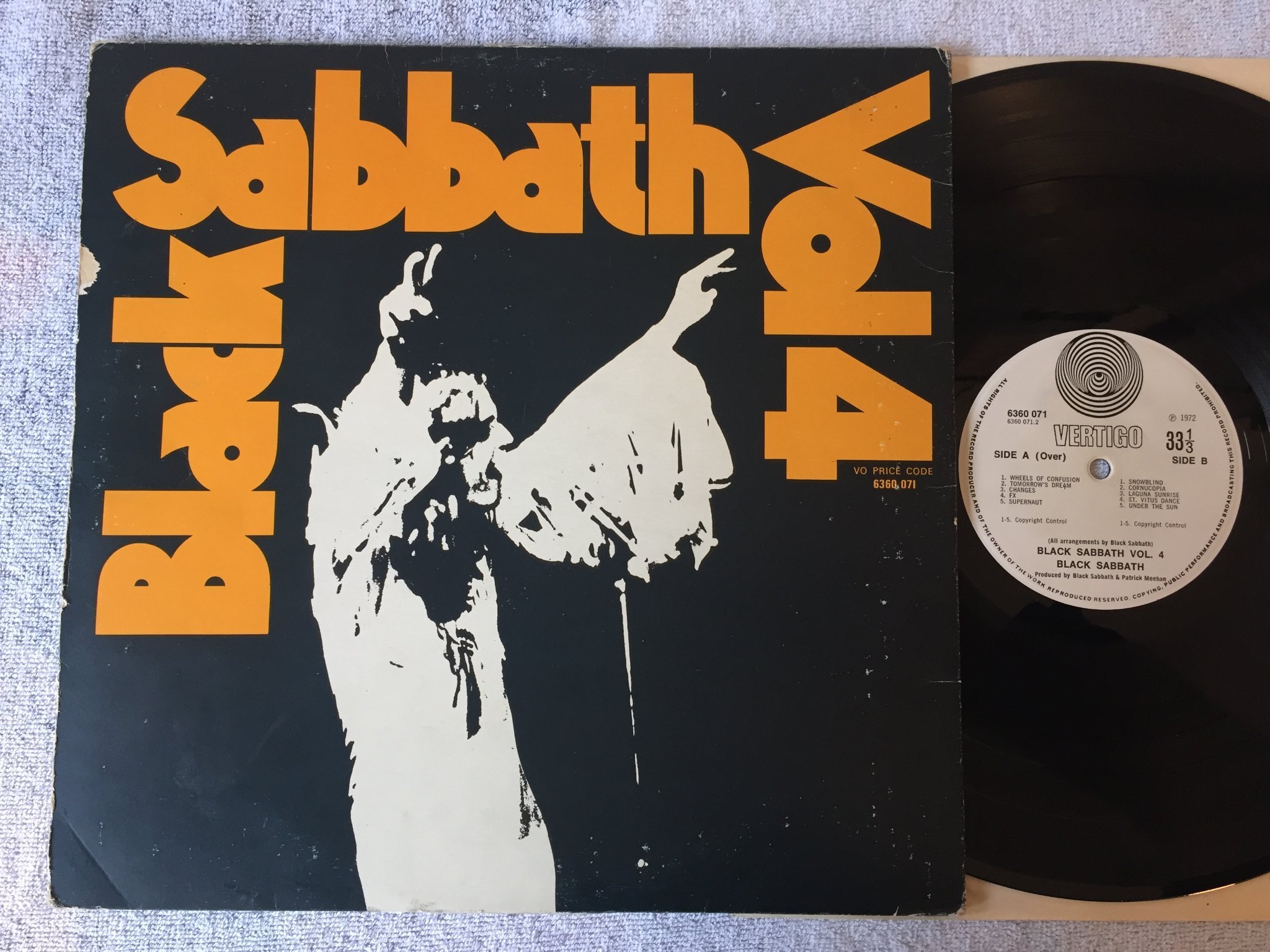 Omslagsbild för skivan BLACK SABBATH vol 4 LP -72 UK VERTIGO 6360071 yeah!!!