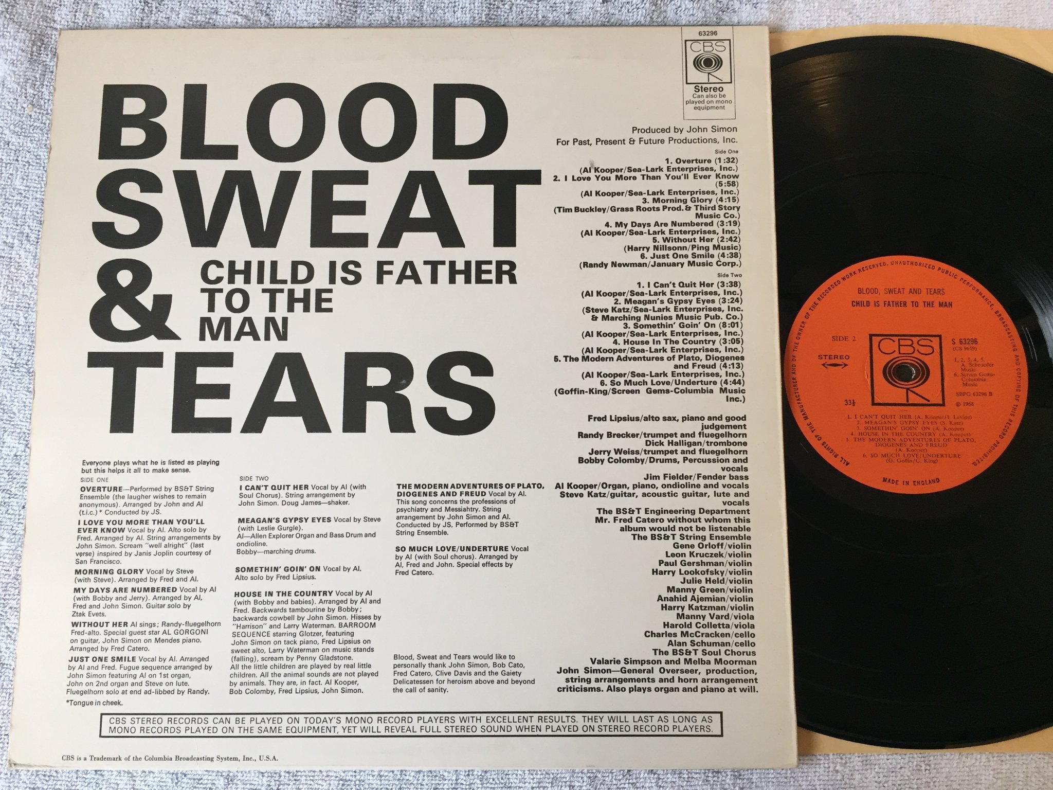 Omslagsbild för skivan BLOOD SWEAT & TEARS child is the father.. LP -68 UK boxed CBS SBPG 63296