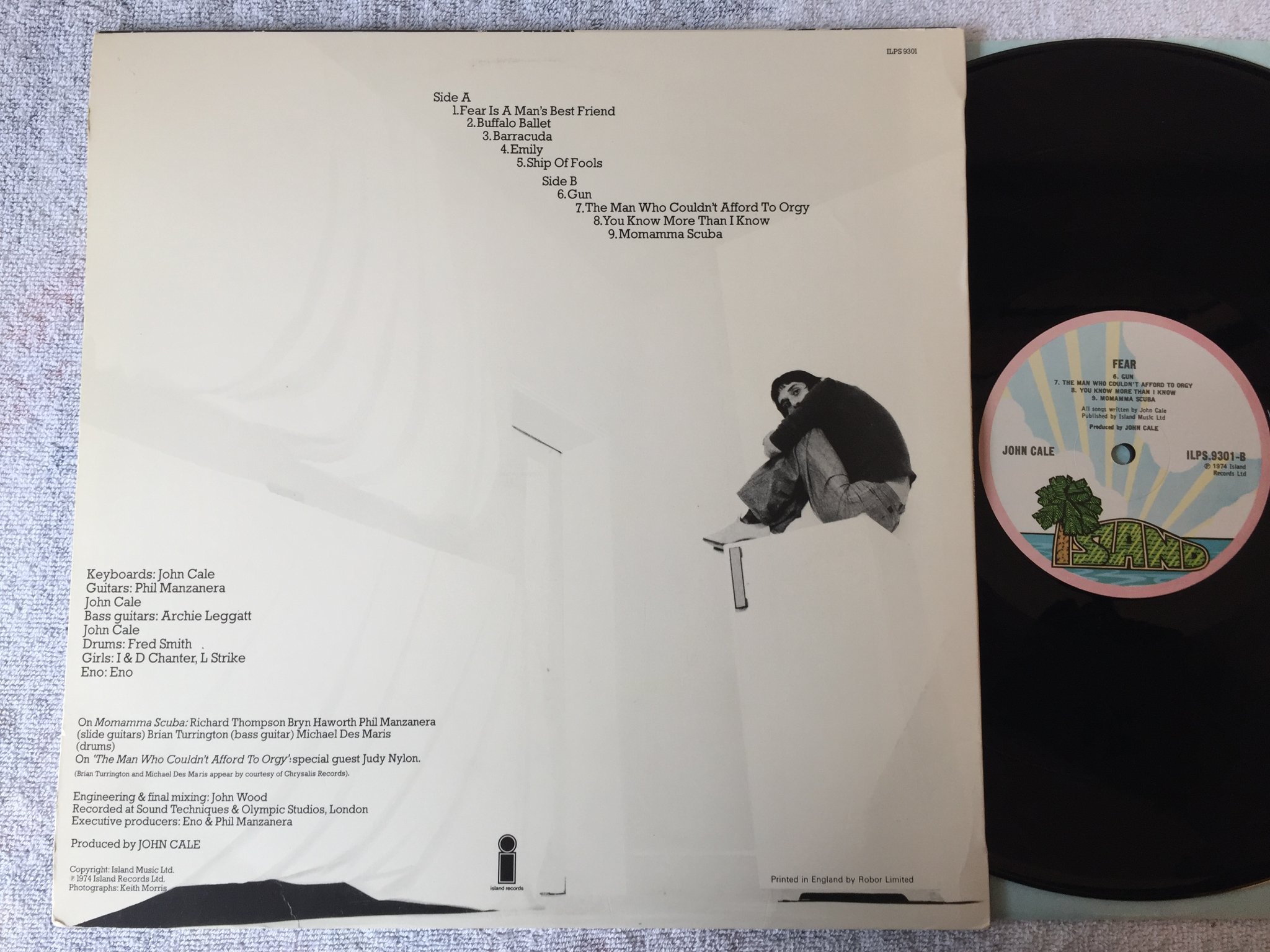 Omslagsbild för skivan JOHN CALE fear LP -74 UK ISLAND ILPS 9301