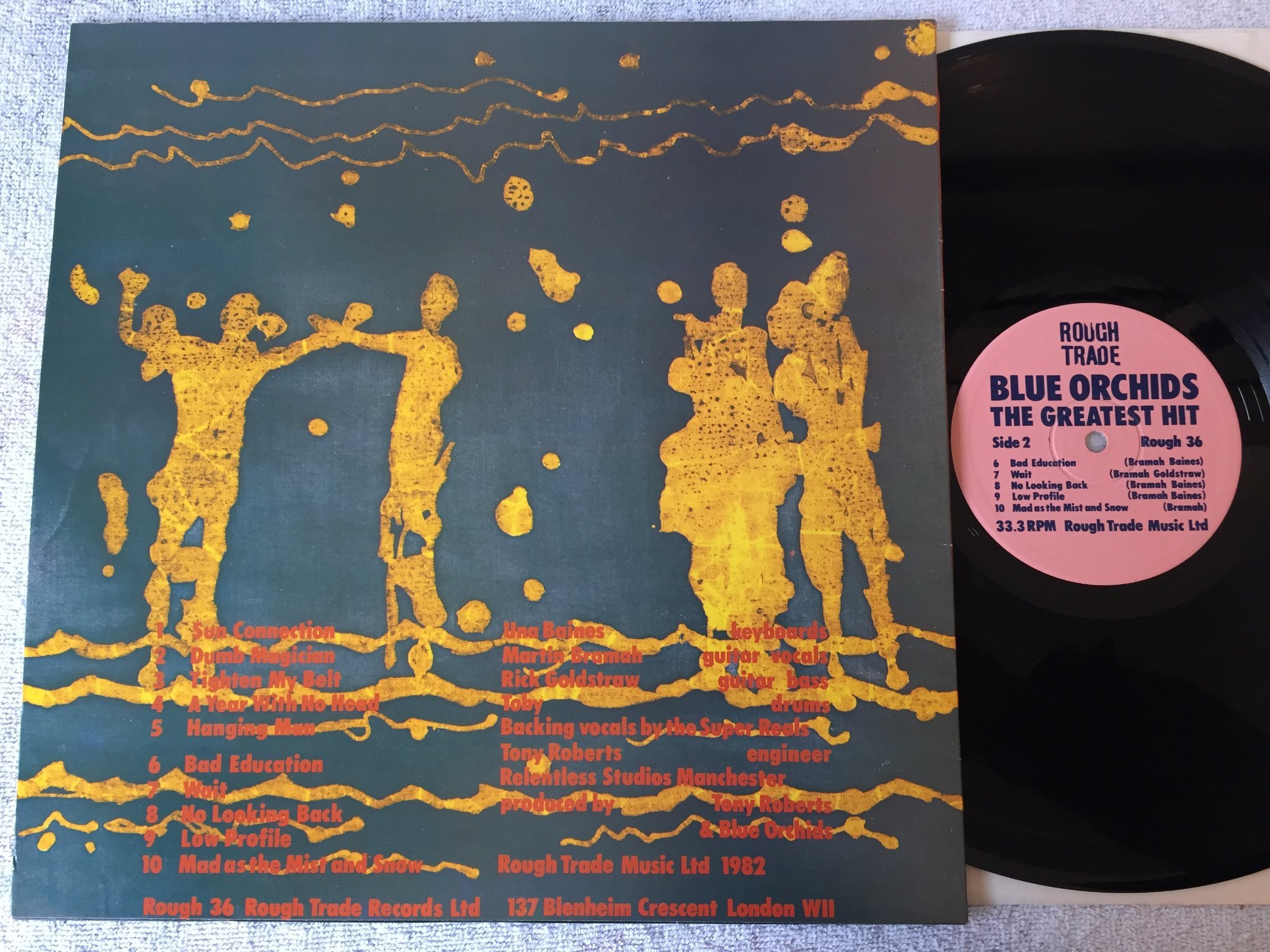 Omslagsbild för skivan BLUE ORCHIDS the greatest hit LP -82 UK ROUGH TRADE rough 36