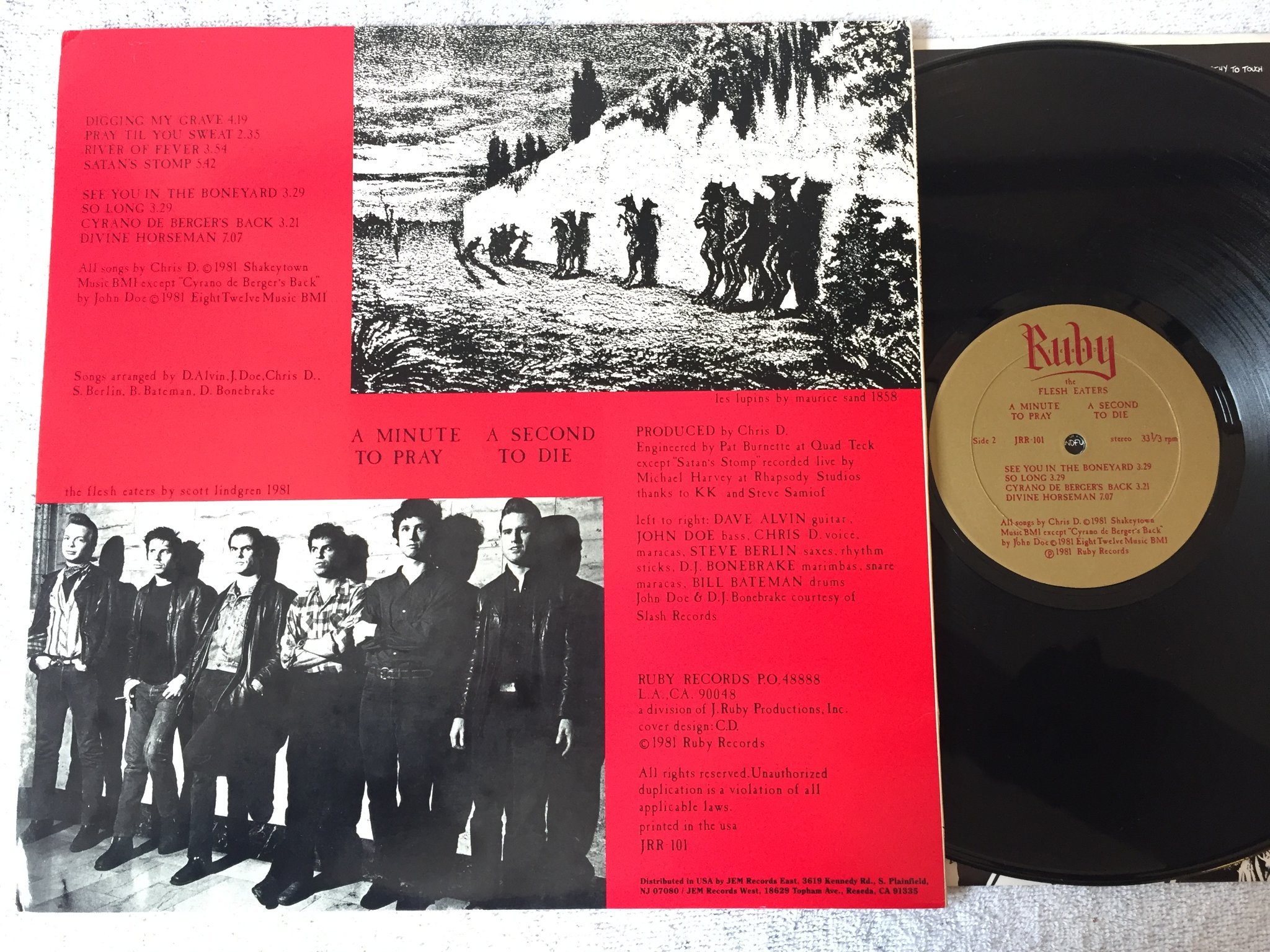 Omslagsbild för skivan THE FLESH EATERS a minute to pray a second to die LP -81 US RUBY JRR-101 rare!!!