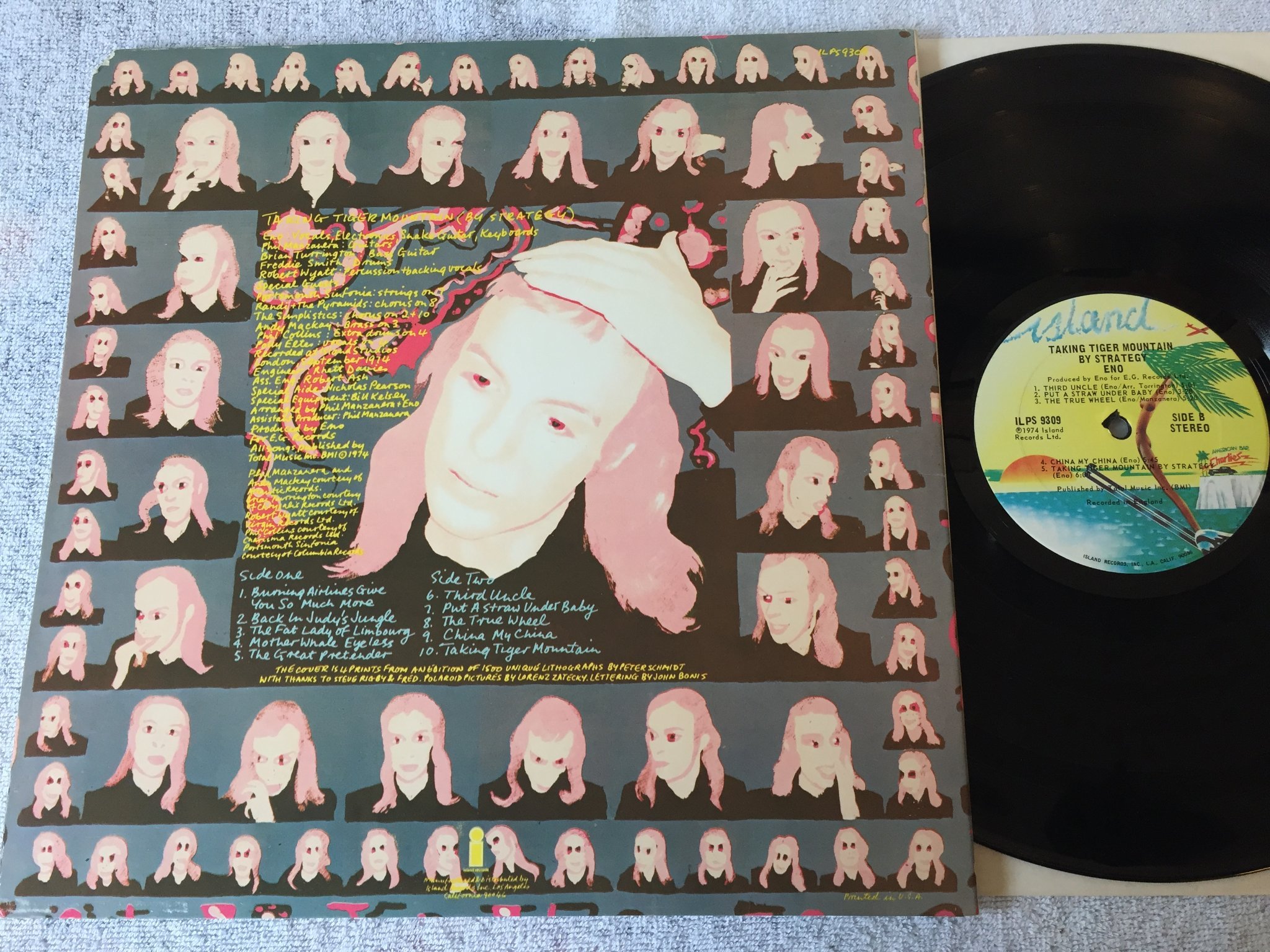 Omslagsbild för skivan ENO taking tiger mountain by strategy LP -74 US ISLAND ILPS 9309