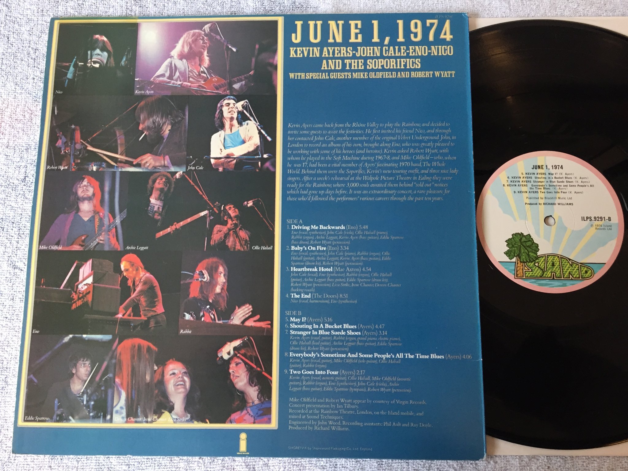 Omslagsbild för skivan AYERS - CALE - ENO June 1974 LP -74 UK ISLAND pink rim ILPS 9291