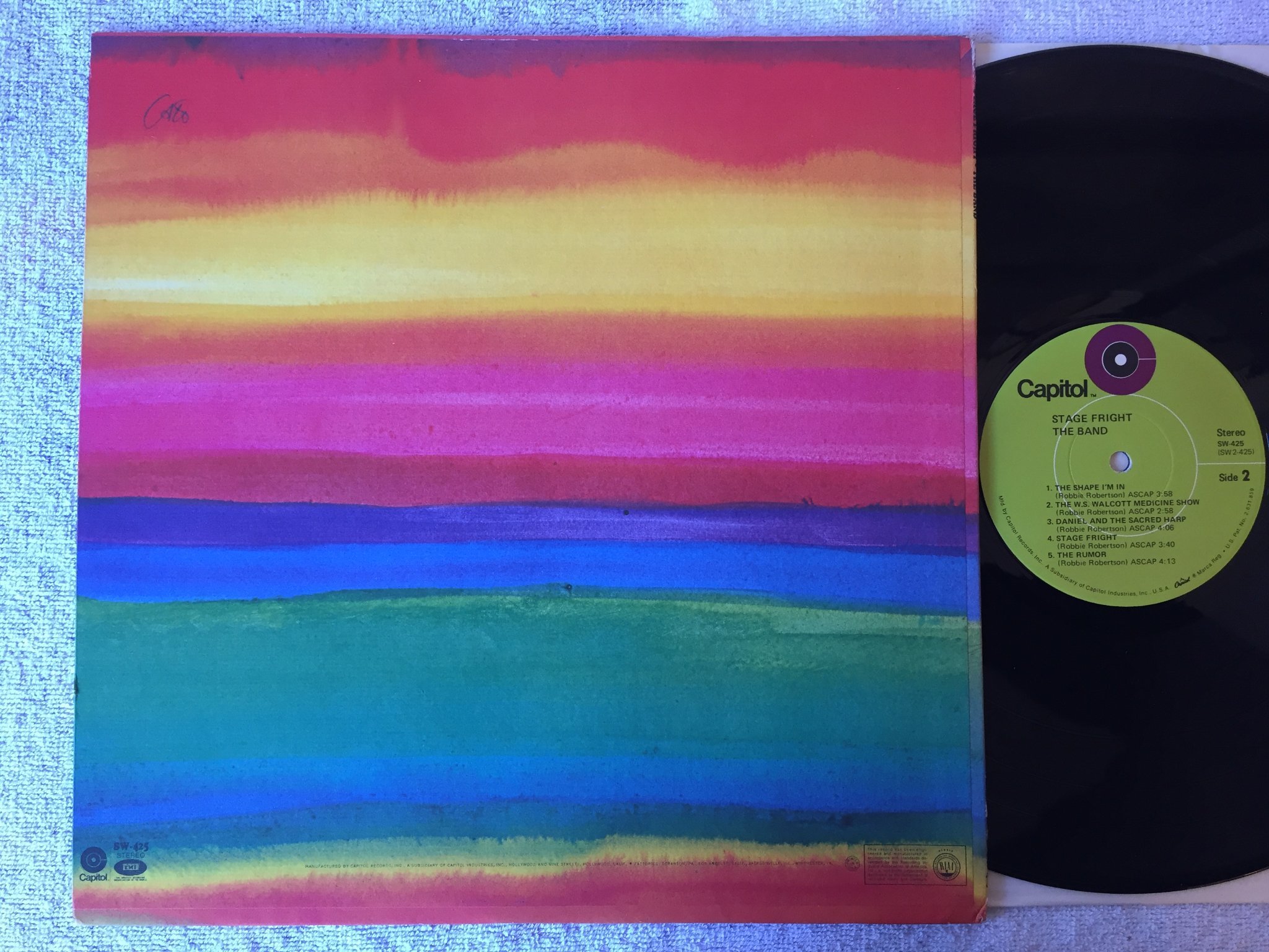 Omslagsbild för skivan THE BAND stage fright LP  US CAPITOL SW 425