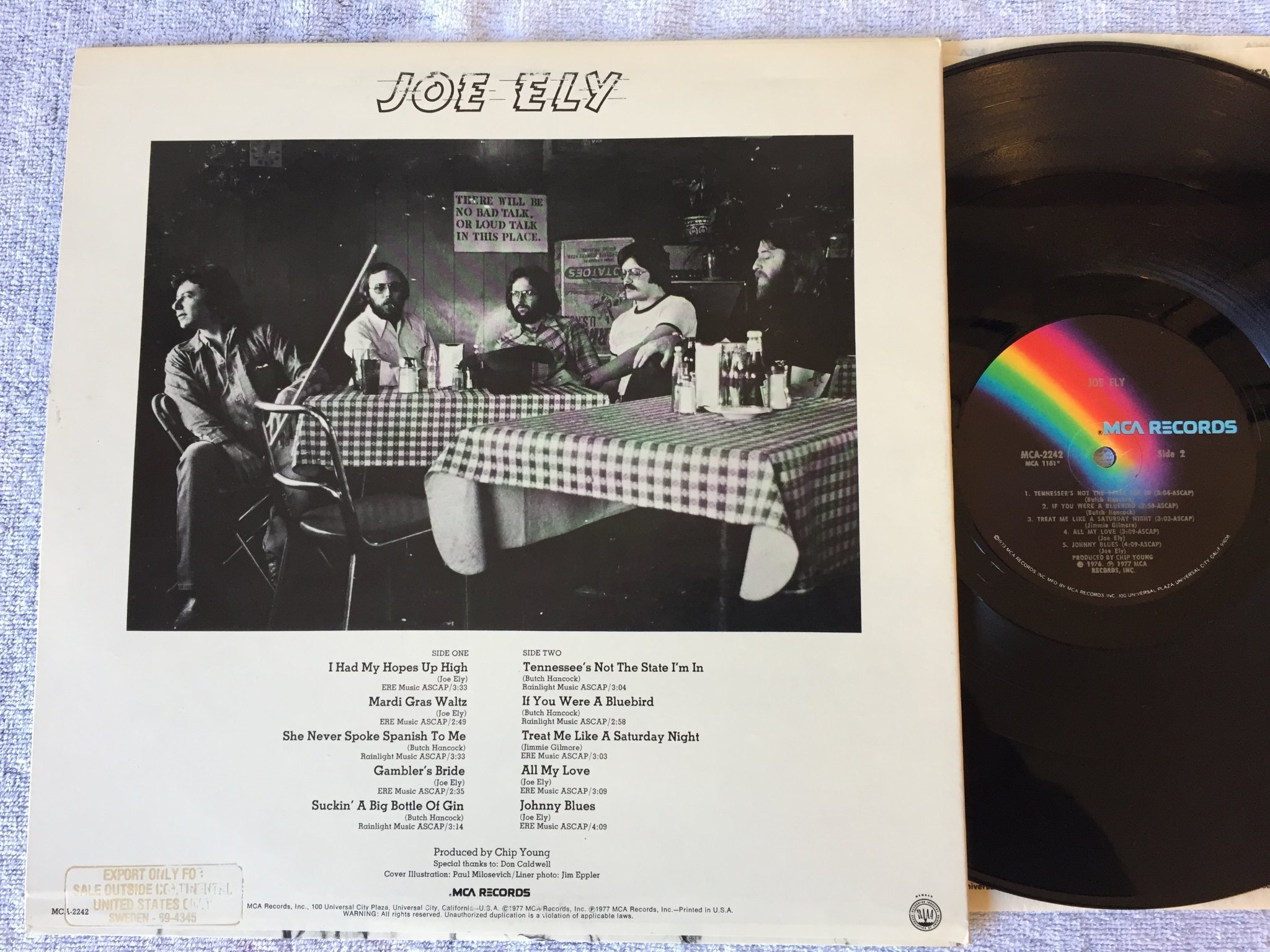 Omslagsbild för skivan JOE ELY s/t LP -77 US  MCA 2242