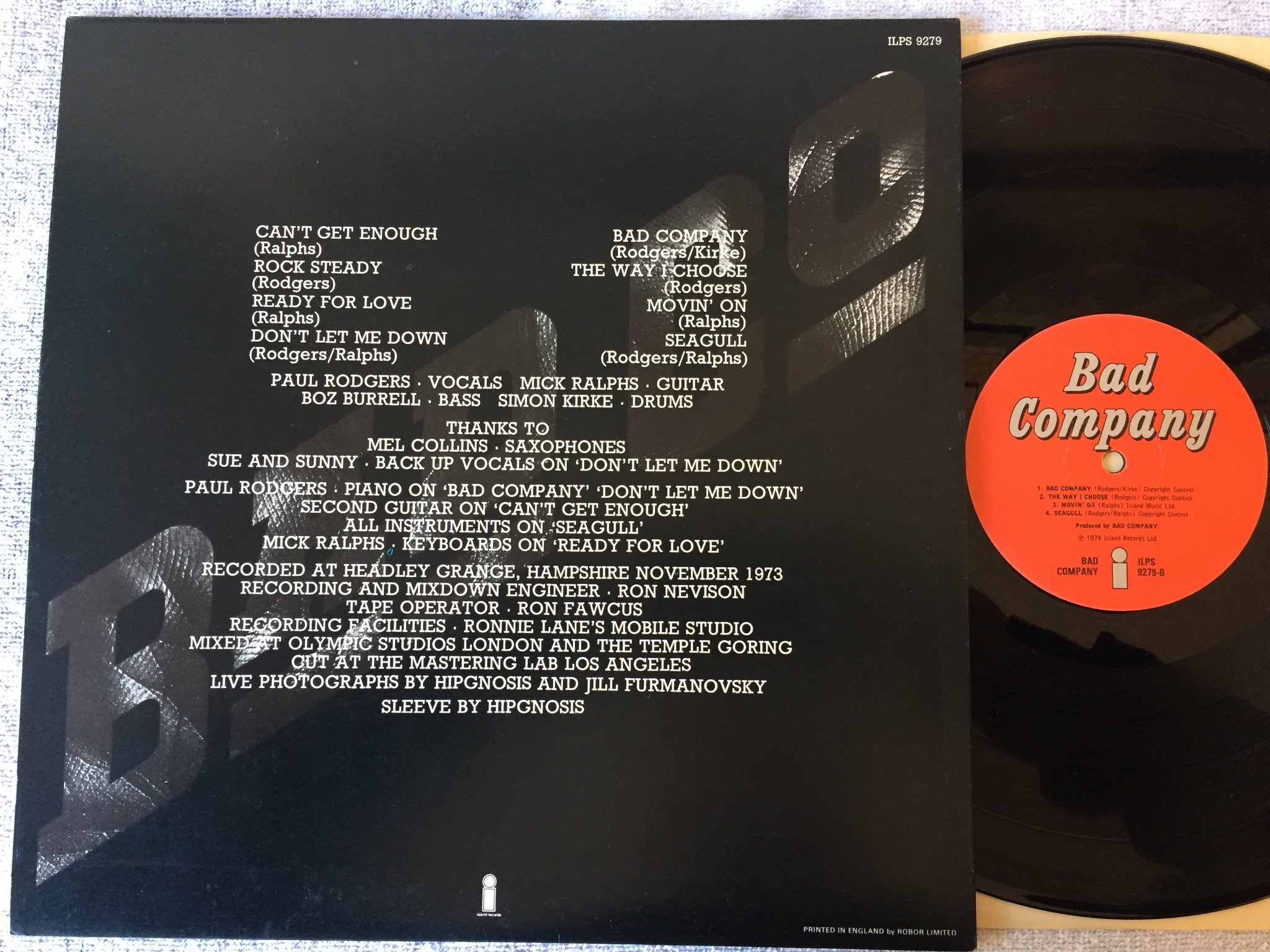 Omslagsbild för skivan BAD COMPANY s/t LP -74 UK ISLAND ILPS 9279