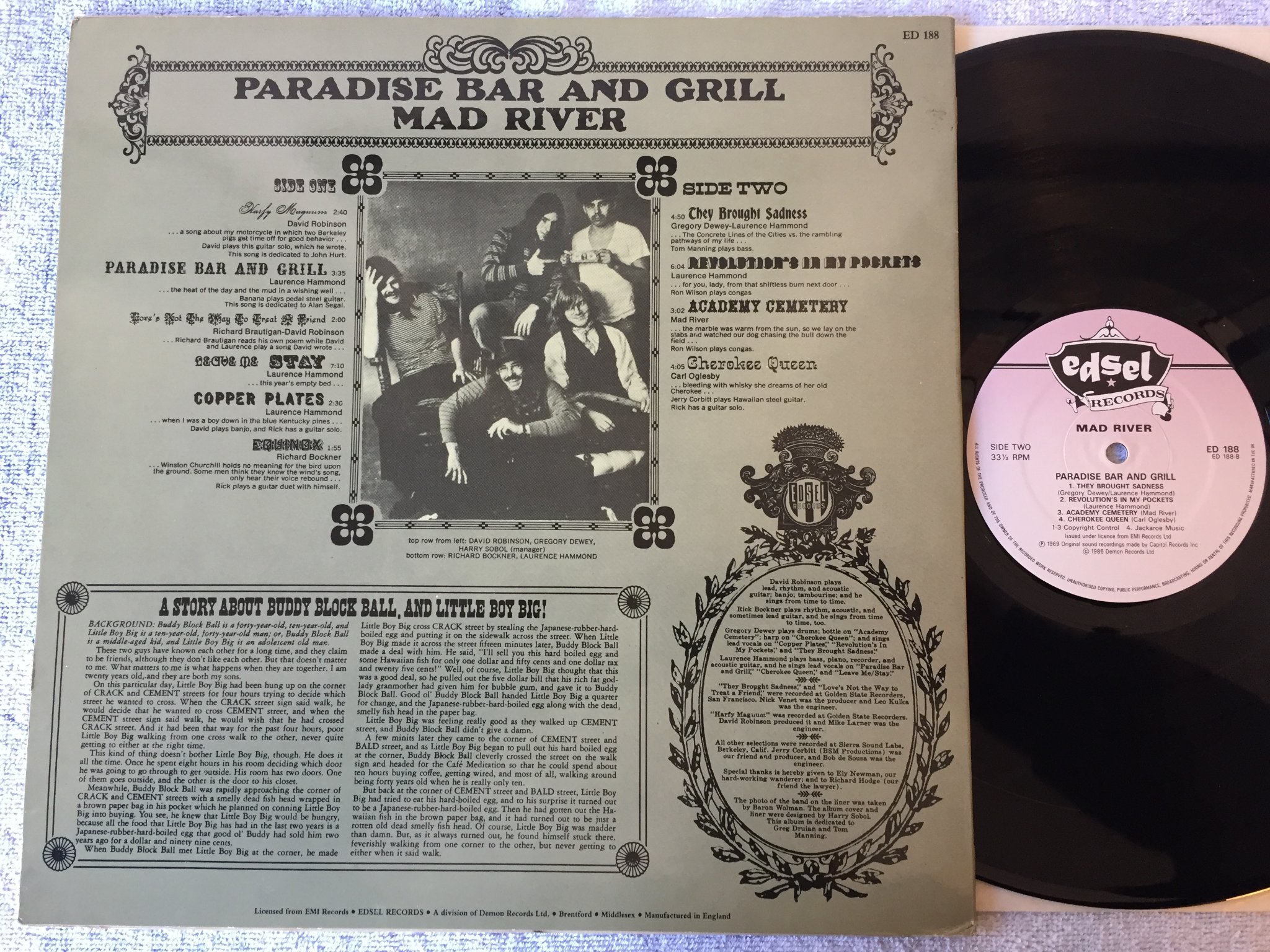 Omslagsbild för skivan MAD RIVER paradise bar and grill LP -69/86 re UK EDSEL ED 188