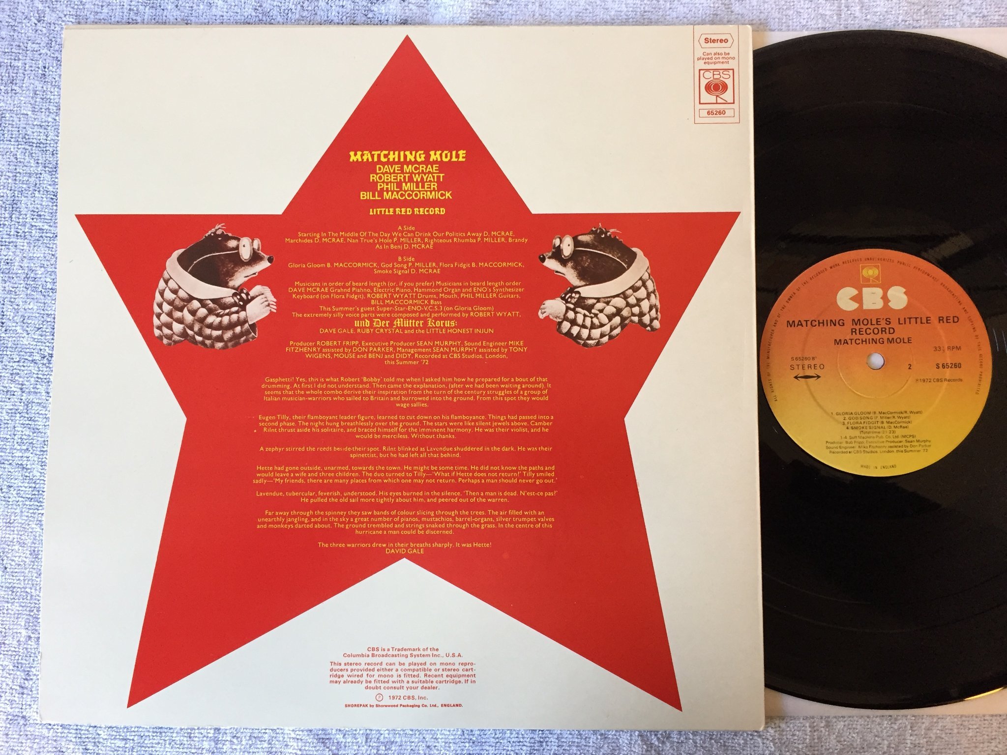 Omslagsbild för skivan MATCHING MOLE ’s little red record LP UK CBS S 65260