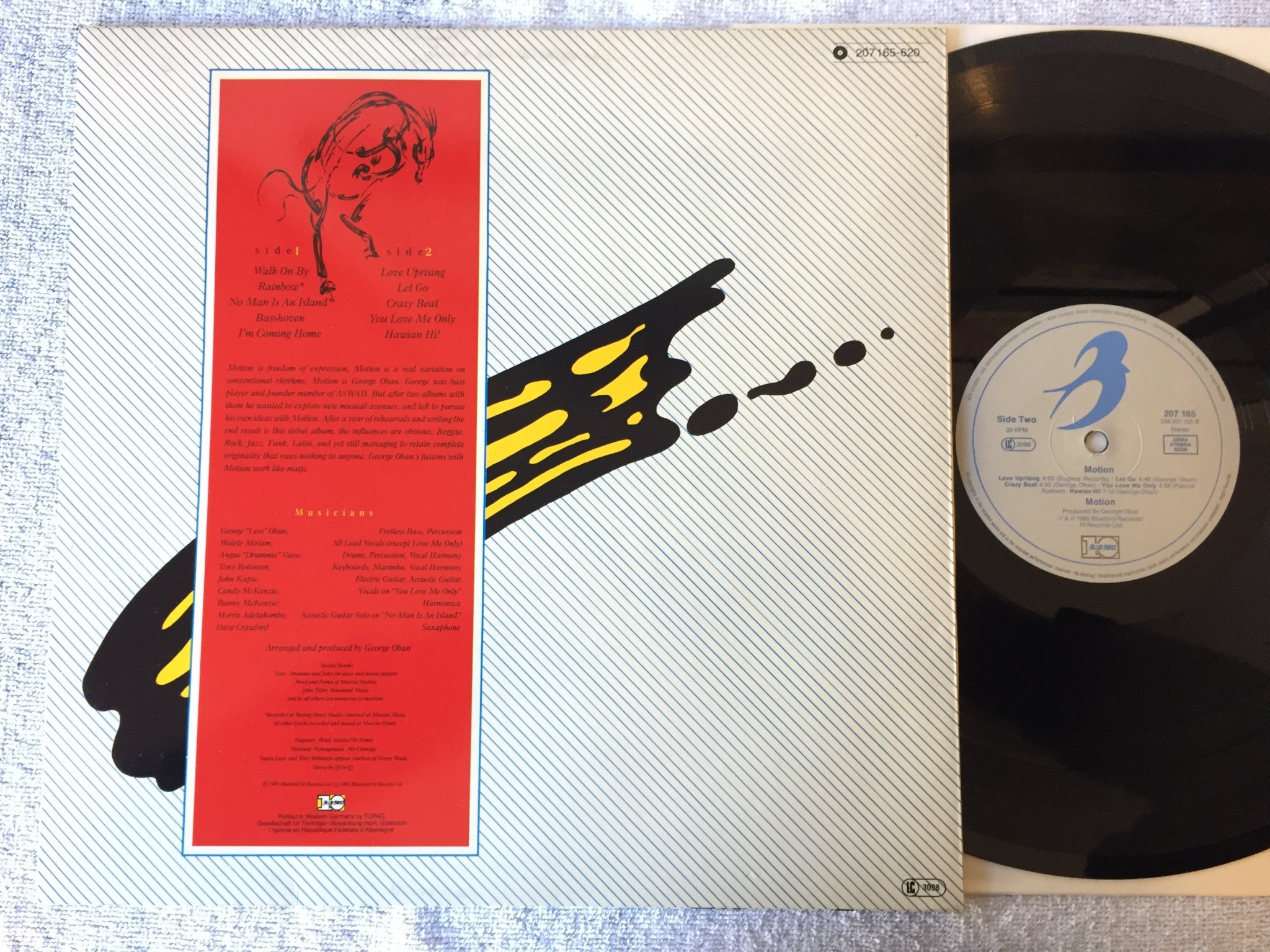 Omslagsbild för skivan MOTION s/t LP -85 BLUEBIRD 207165 jazz soul reggae ! ! ! 