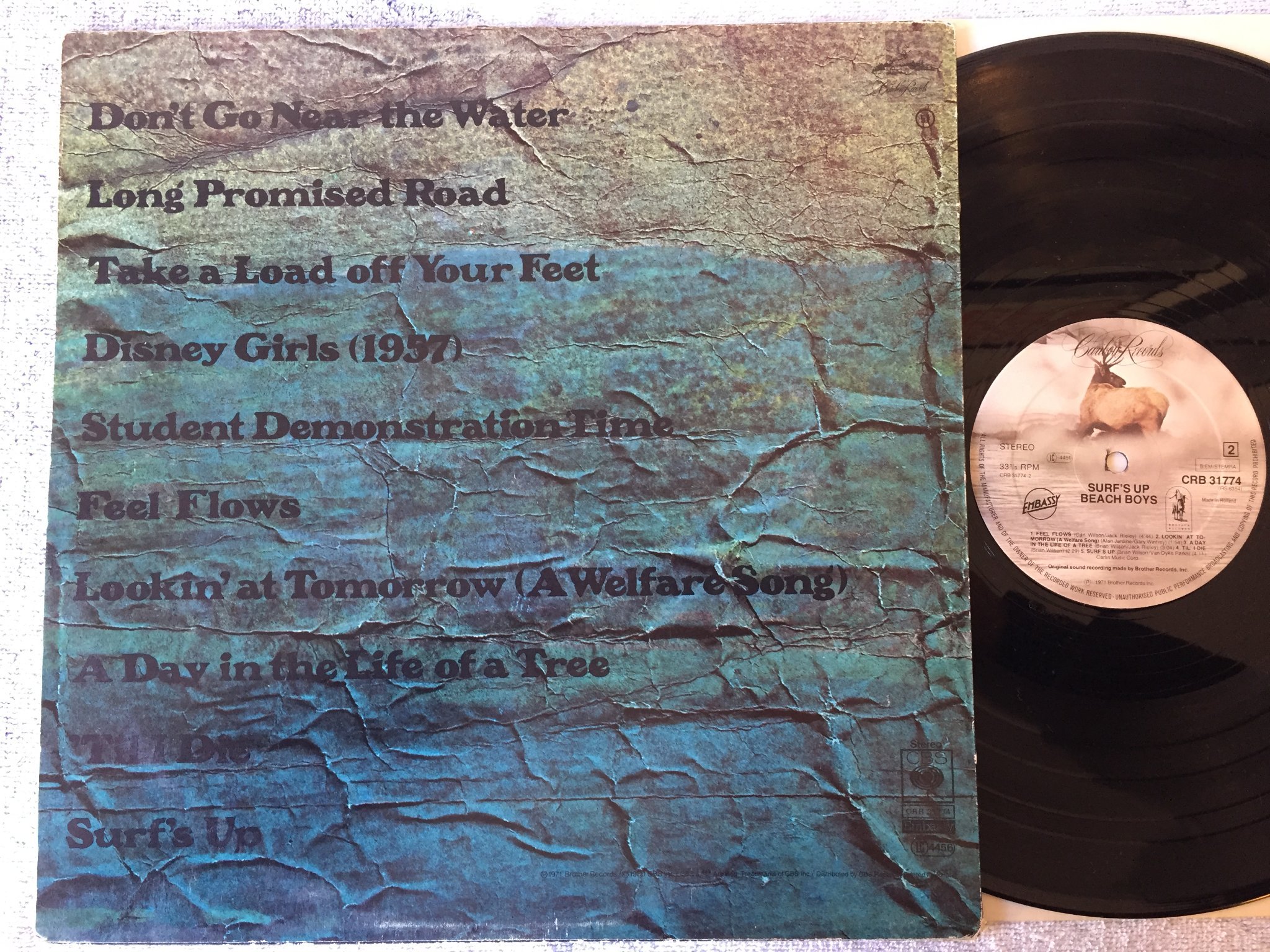 Omslagsbild för skivan THE BEACH BOYS surf’s up LP Hol CARIBOU RECORDS CRB 31774