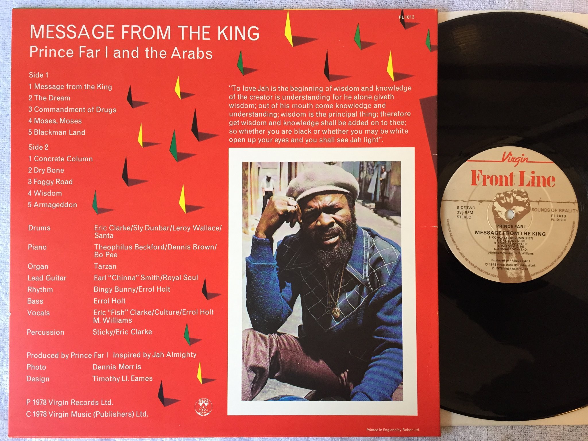 Omslagsbild för skivan PRINCE FAR I & THE ARABS message from the king LP -78 UK FRONT LINE FL 1013