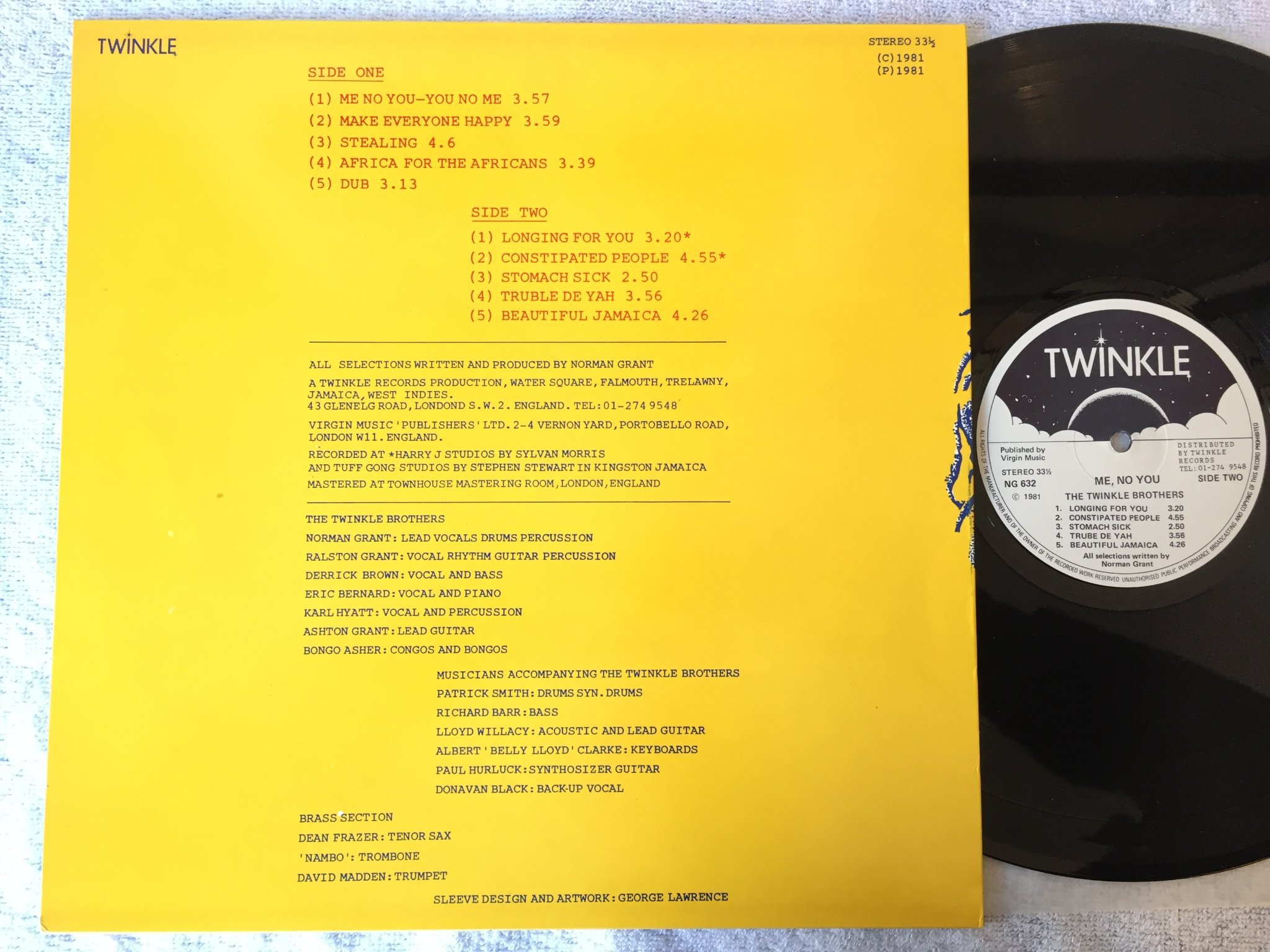 Omslagsbild för skivan TWINKLE BROTHERS me, no you LP -81 UK TWINKLE NG 632