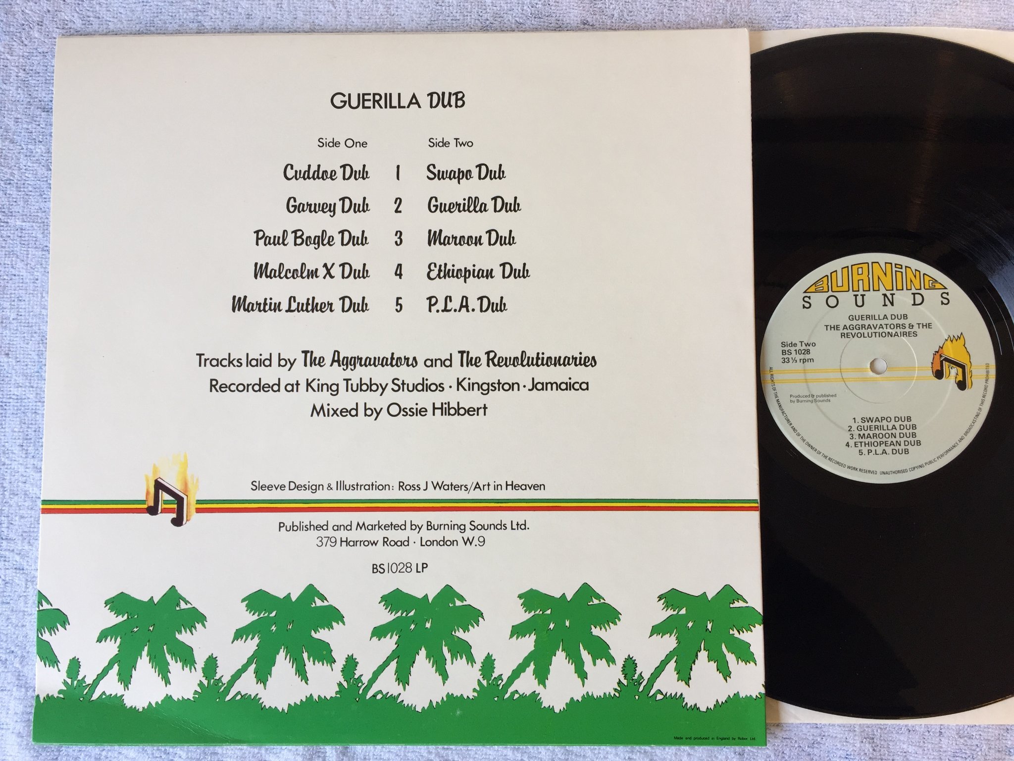 Omslagsbild för skivan THE AGGRAVATORS & THE REVOLUTIONARIES guerrilla dub LP -78 UK BURNING SOUNDS BS 