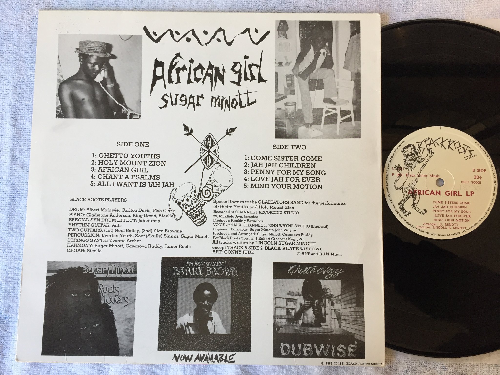 Omslagsbild för skivan SUGAR MINOTT African Girl LP -81 UK black roots BR LP 3000 E