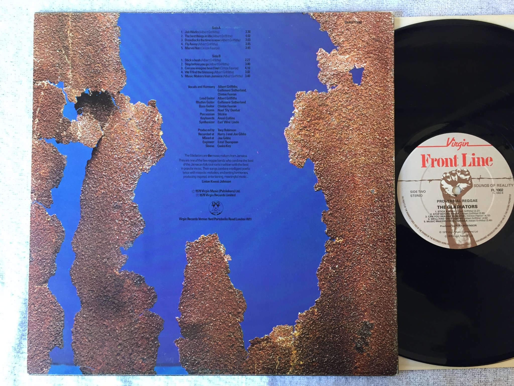 Omslagsbild för skivan THE GLADIATORS proverbial reggae LP -78 UK FRONT LINE FL 1002