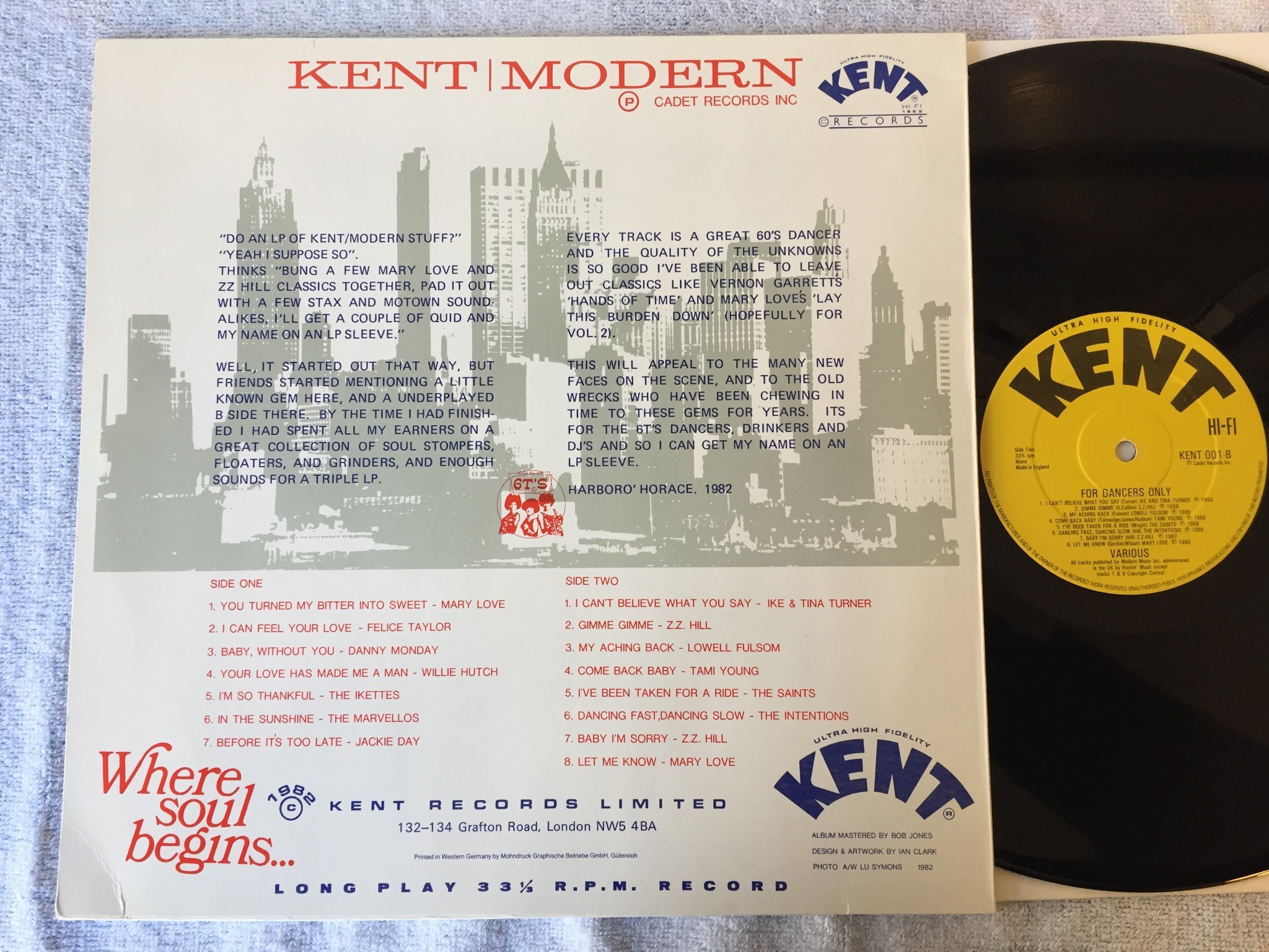 Omslagsbild för skivan V/A for dancers only LP -82 UK KENT KENT 001 soul