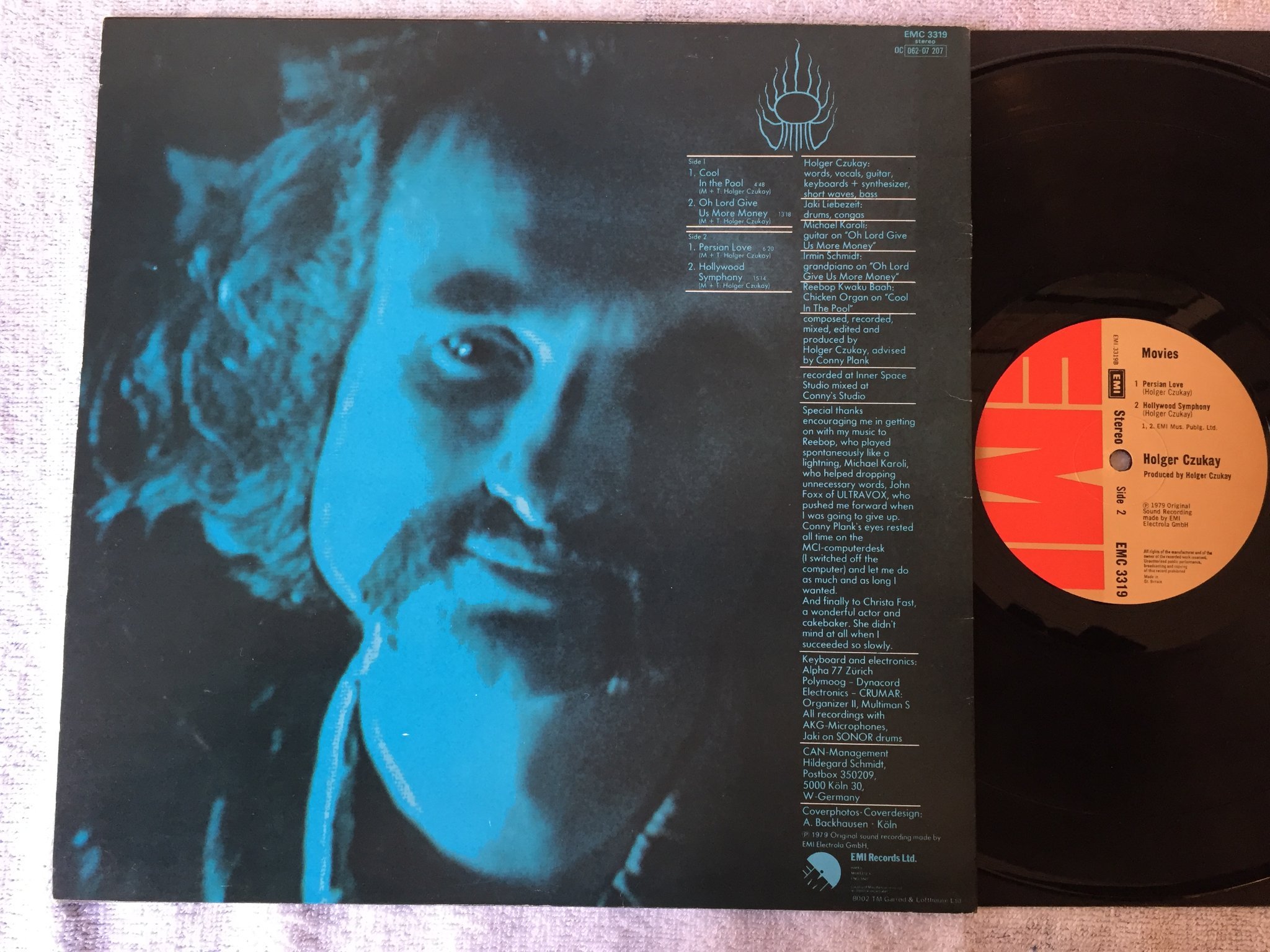Omslagsbild för skivan HOLGER CZUKAY movies LP -79 UK EMI EMC 3319
