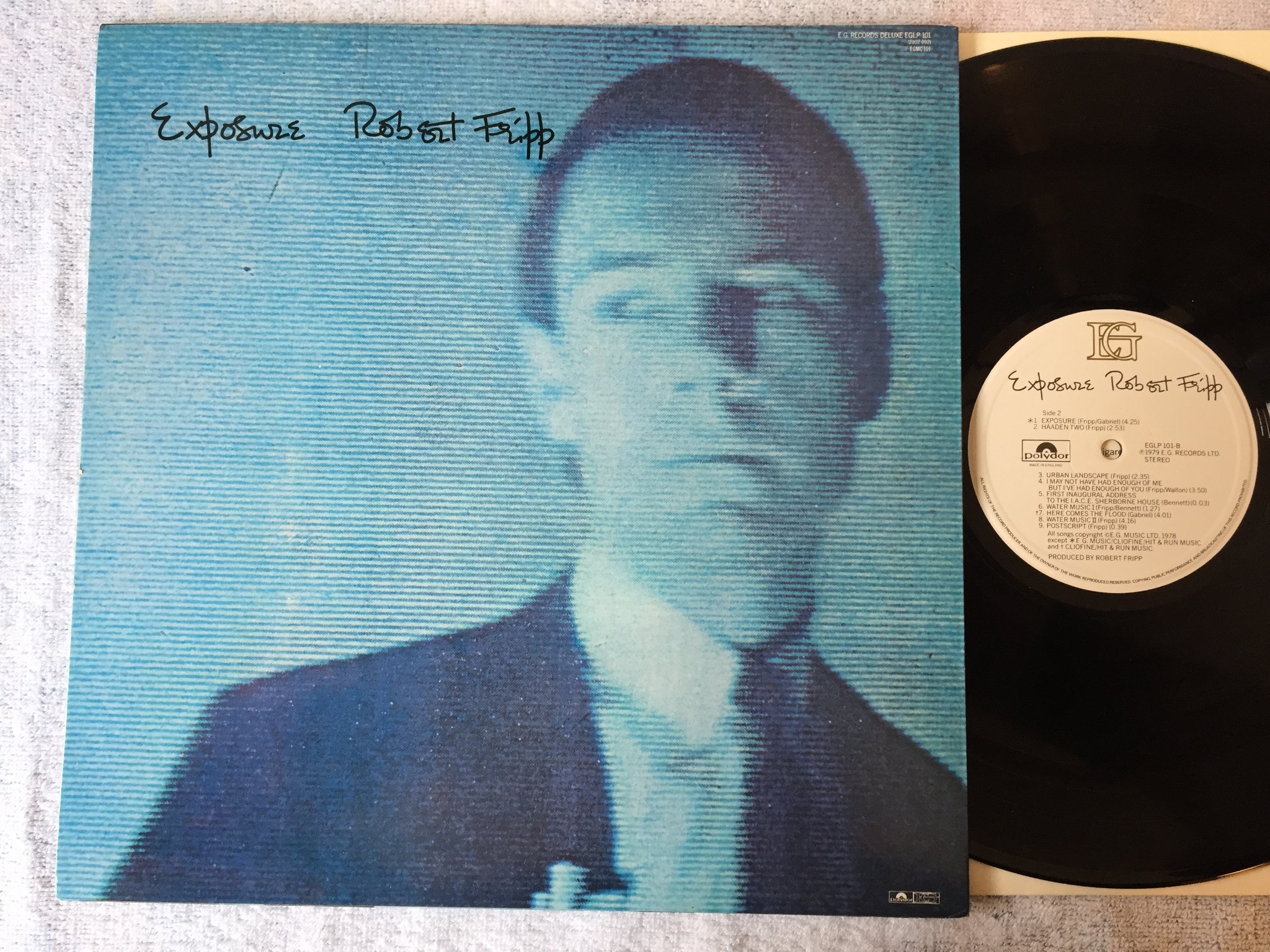 Omslagsbild för skivan ROBERT FRIPP exposure LP -79 UK EG / POLYDOR EGLP 101