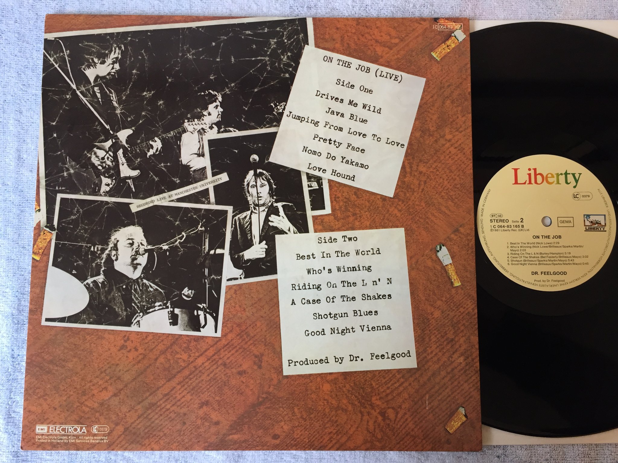 Omslagsbild för skivan DR FEELGOOD on the job LP -81 Ger LIBERTY 1C 064-83165