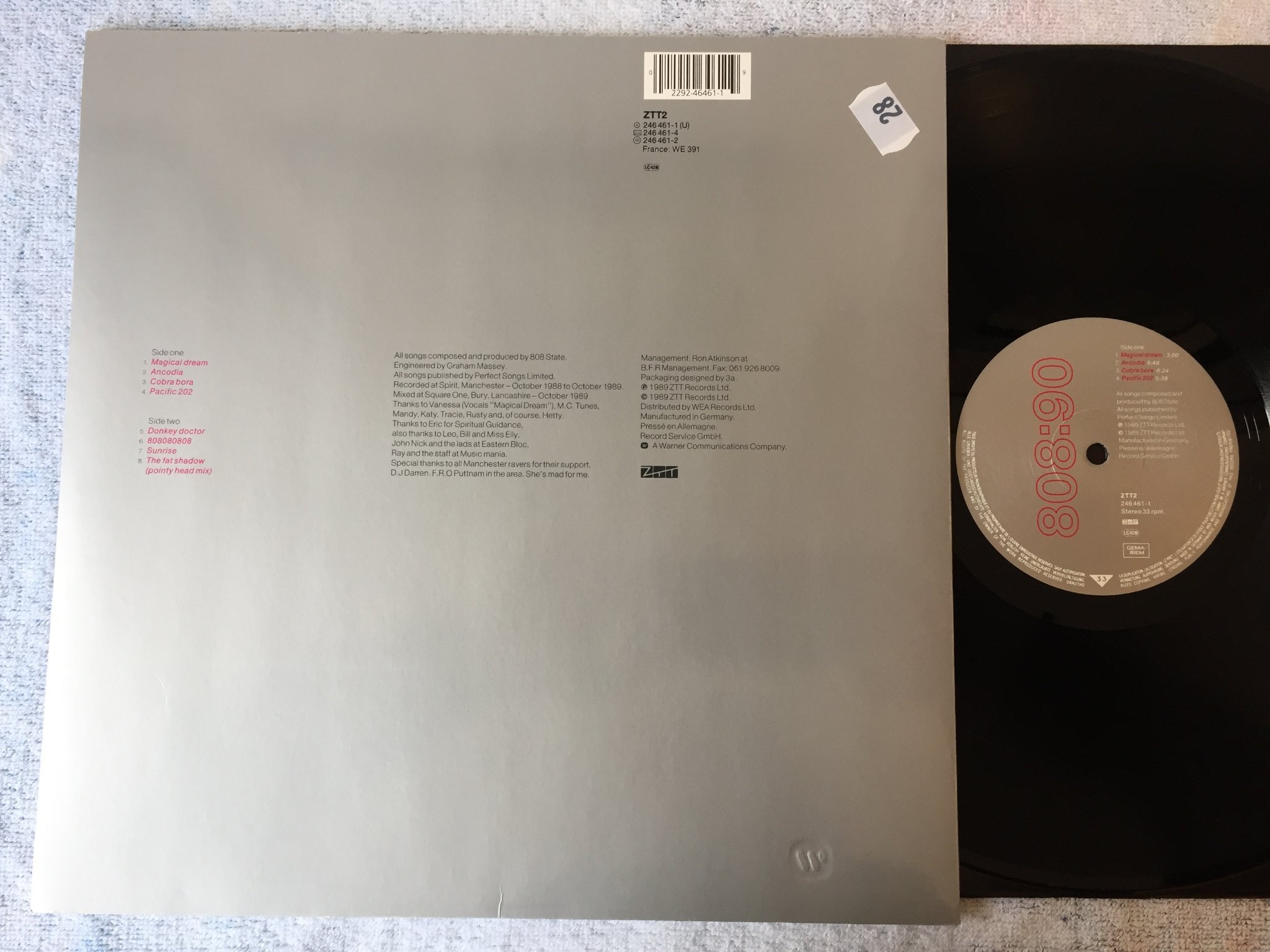 Omslagsbild för skivan 808 STATE - 90 LP -89 ZTT 246 461-1 LEFTFIELD ELECTRO 