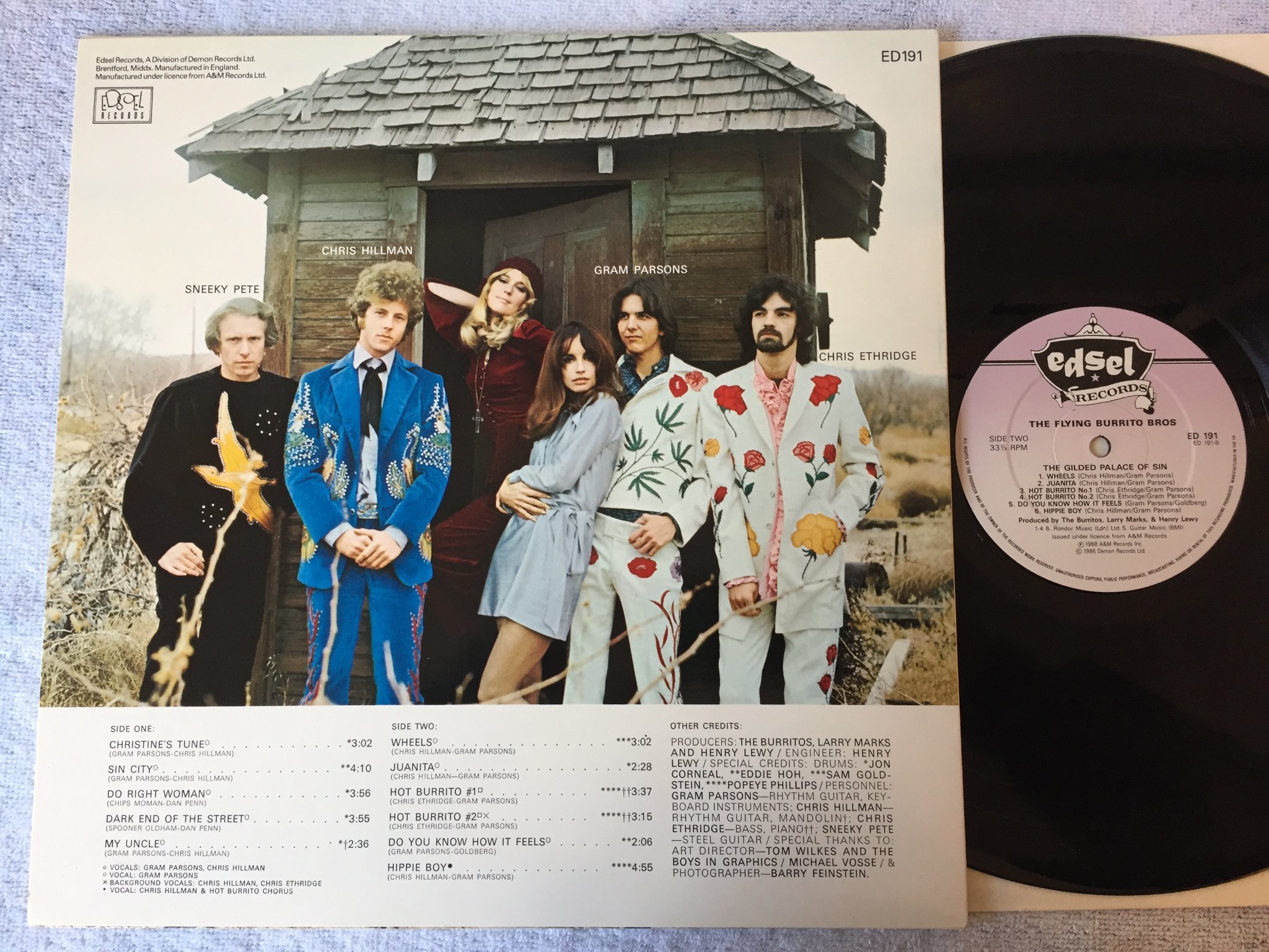 Omslagsbild för skivan THE FLYING BURRITO BROS the gilded palace of sin LP -68/86 UK EDSEL ED 191
