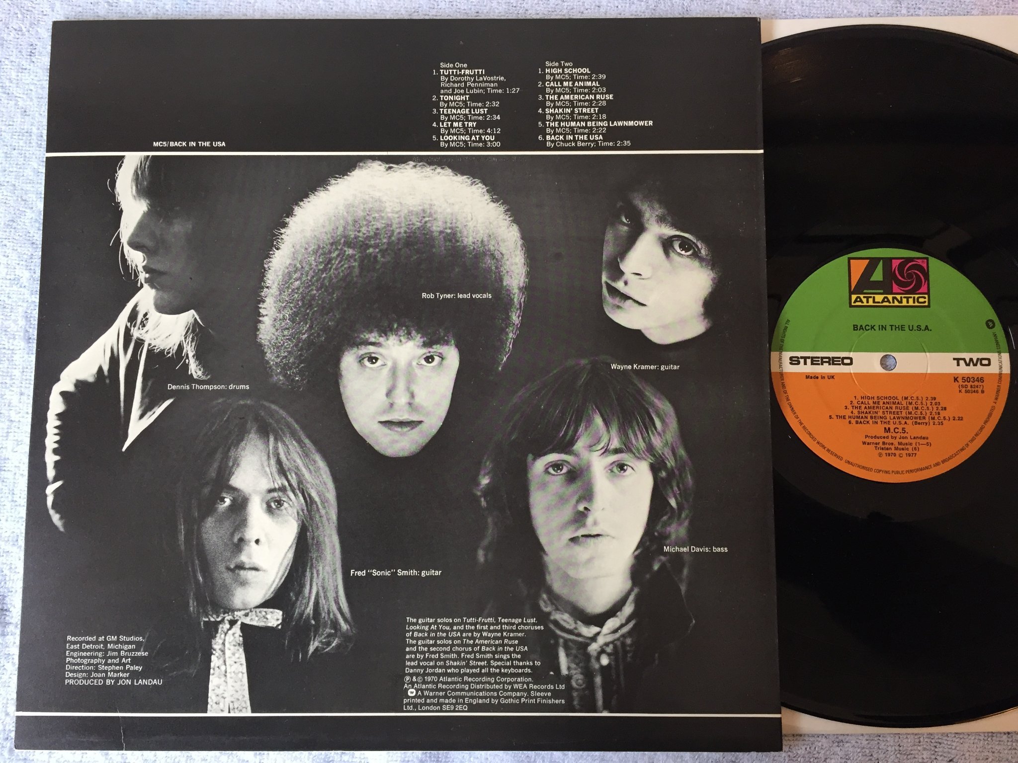 Omslagsbild för skivan MC5 back in the U.S.A. LP -70/77 UK  ATLANTIC K 50346